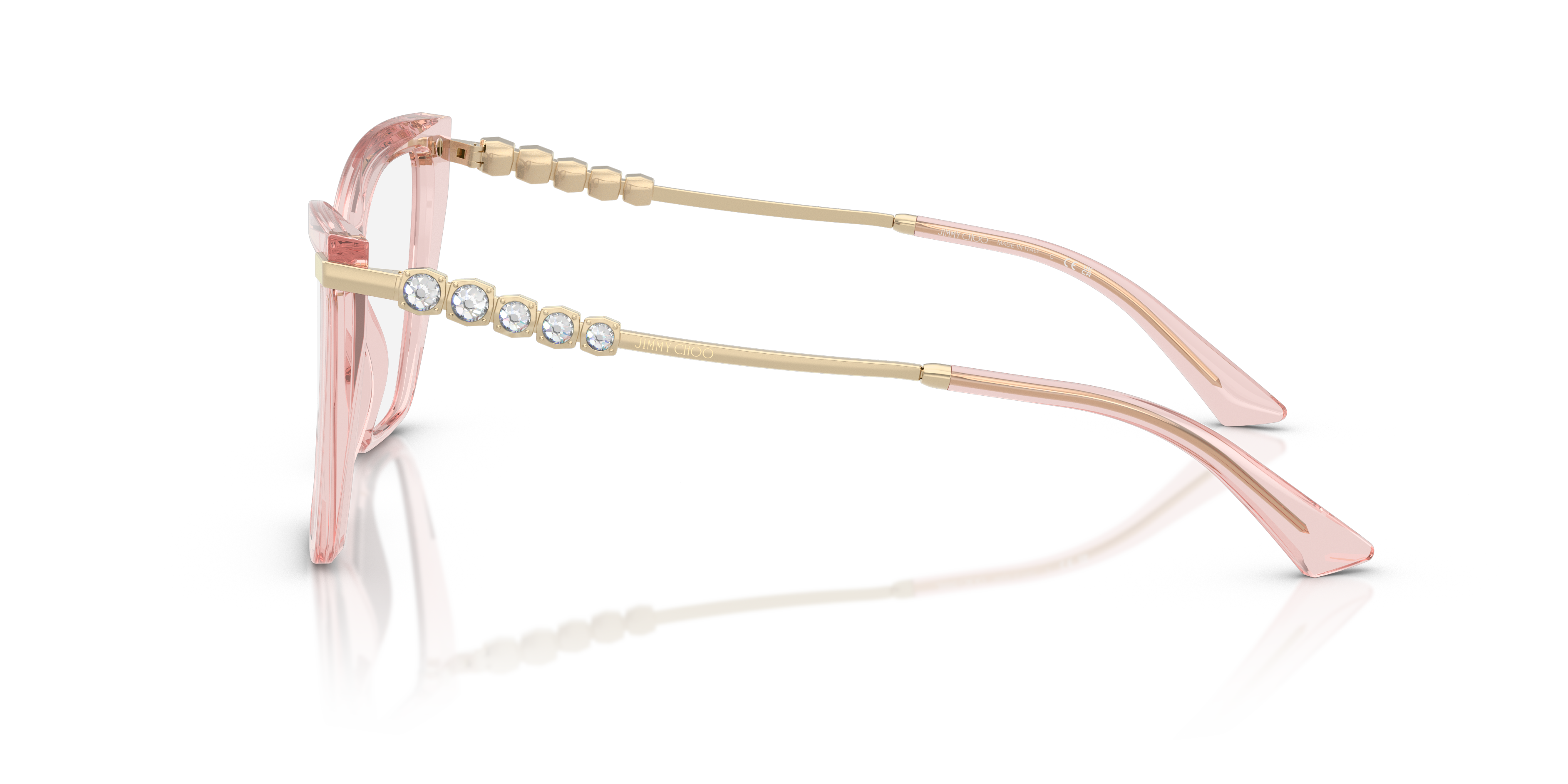 JC3020B Transparant Roze AcetaatEyeglass Frames van B24, Zijaanzicht