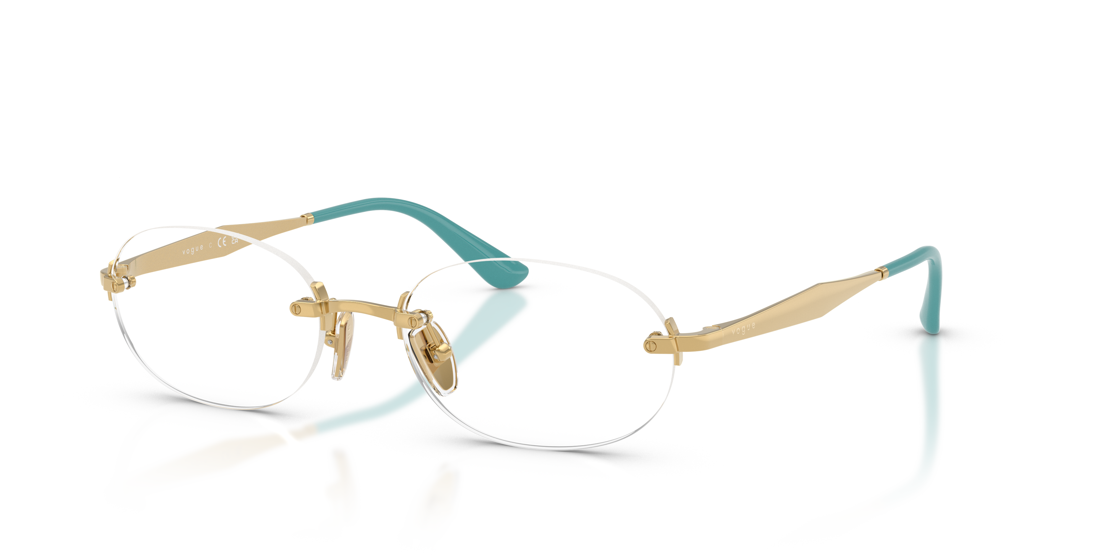 VO4343 Gold MetallEyeglass Frames von B24, Dreiviertelansicht