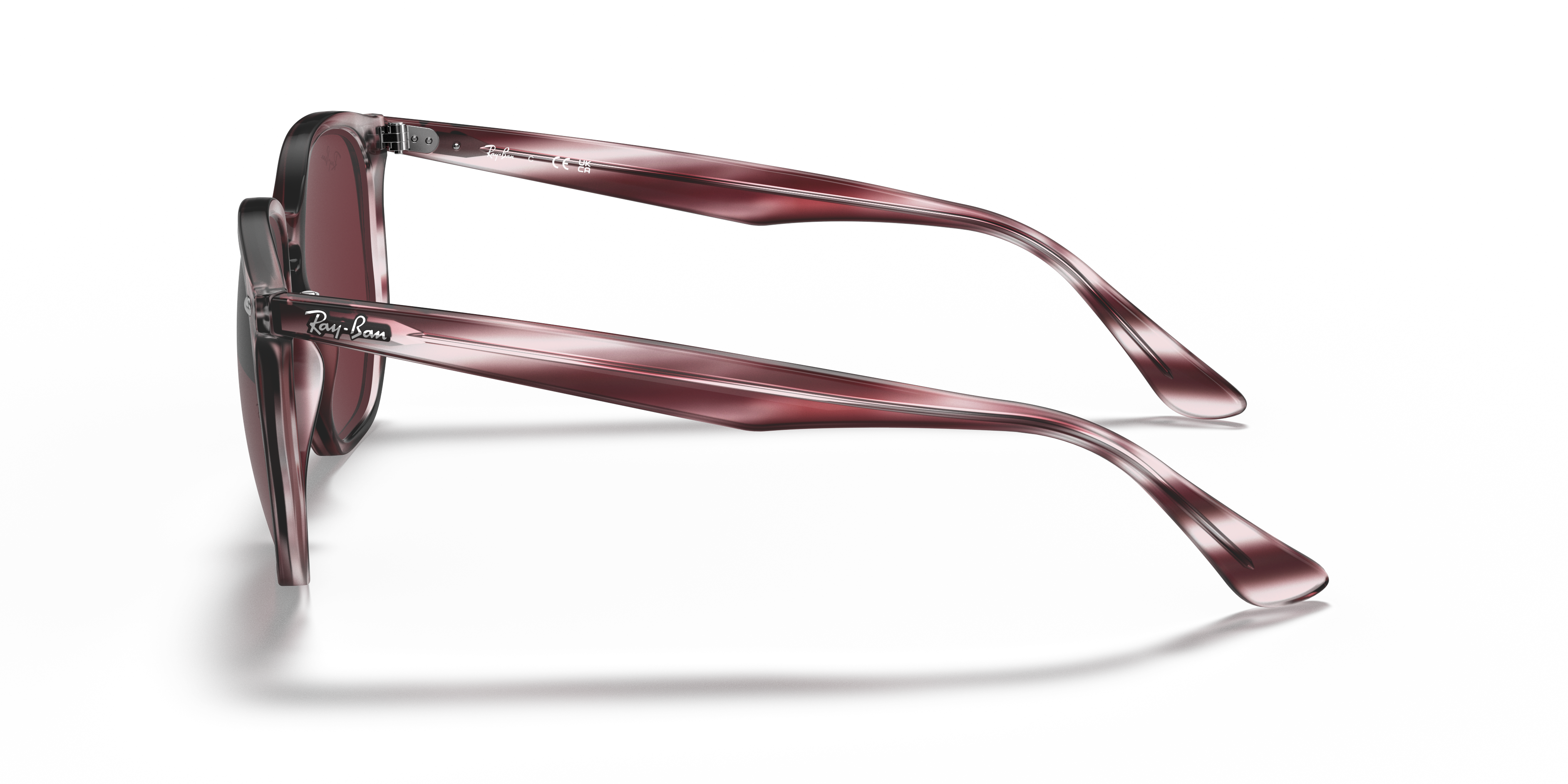 RB4306 Burgunderrot gestreift Havana KunststoffSunglass Frames von B24, Seitenansicht