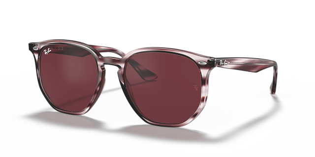 RB4306 Bordeaux Havana Gestreept KunststofSunglass Frames van B24, Hoekweergave