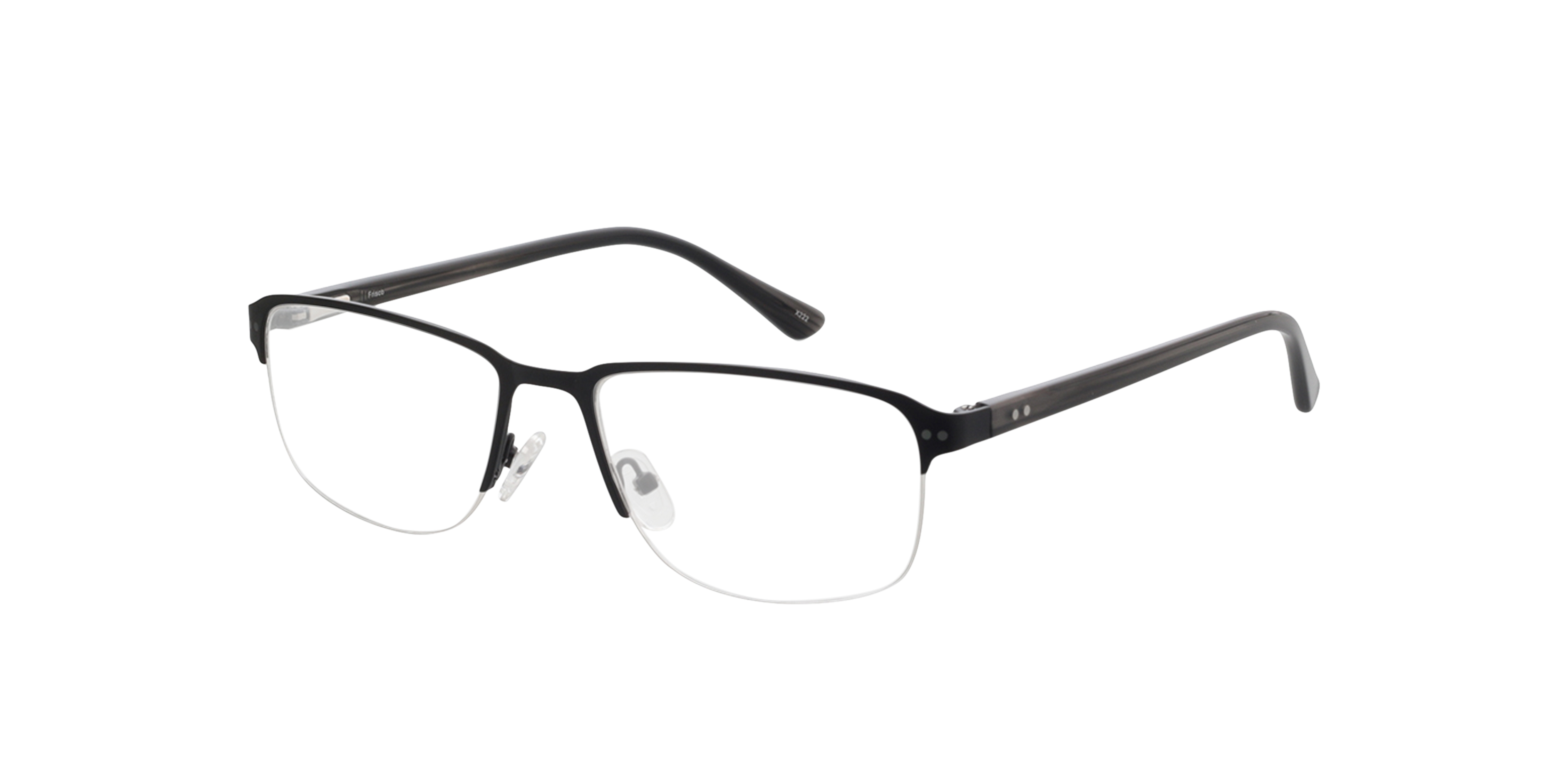 Frisco Matzwart MetaalEyeglass Frames van B24, Hoekweergave