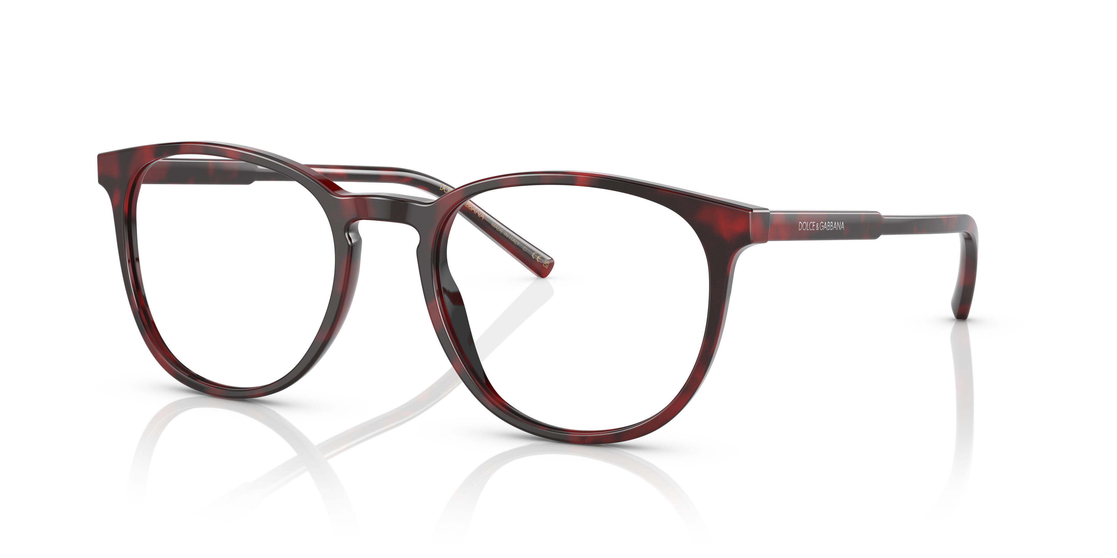 DG3366 Rood Havana AcetaatEyeglass Frames van B24, Hoekweergave