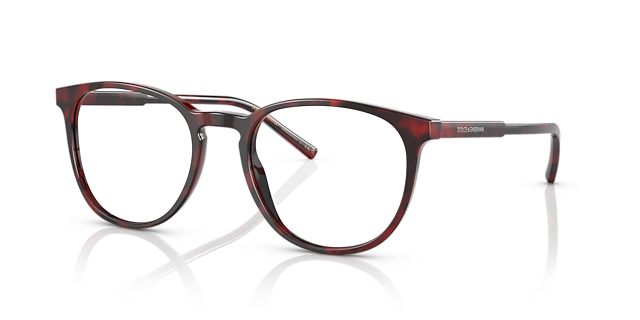 DG3366 Rood Havana AcetaatEyeglass Frames van B24, Hoekweergave