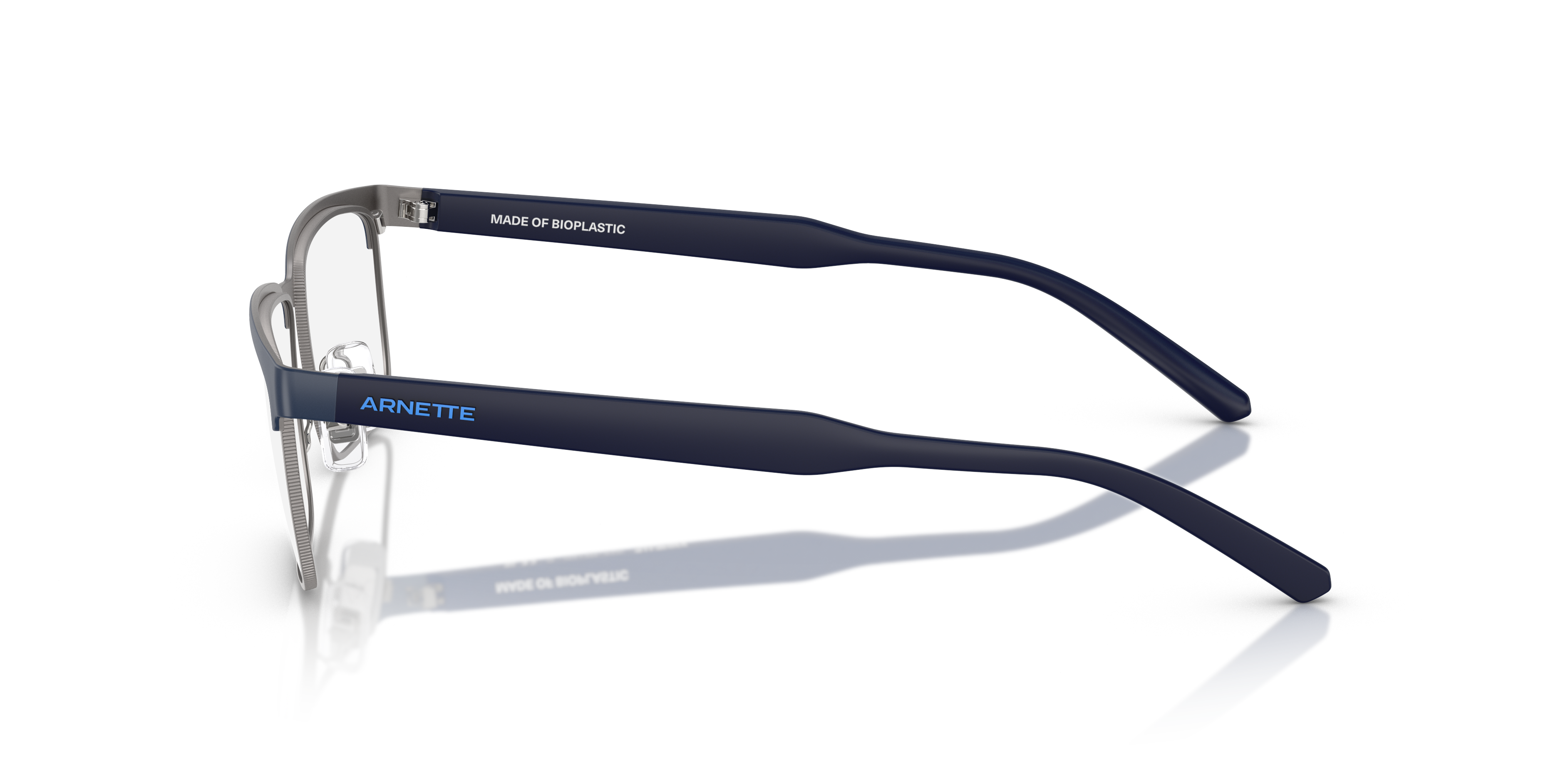 AN6131 Matte Dark Blue MetallEyeglass Frames von B24, Seitenansicht