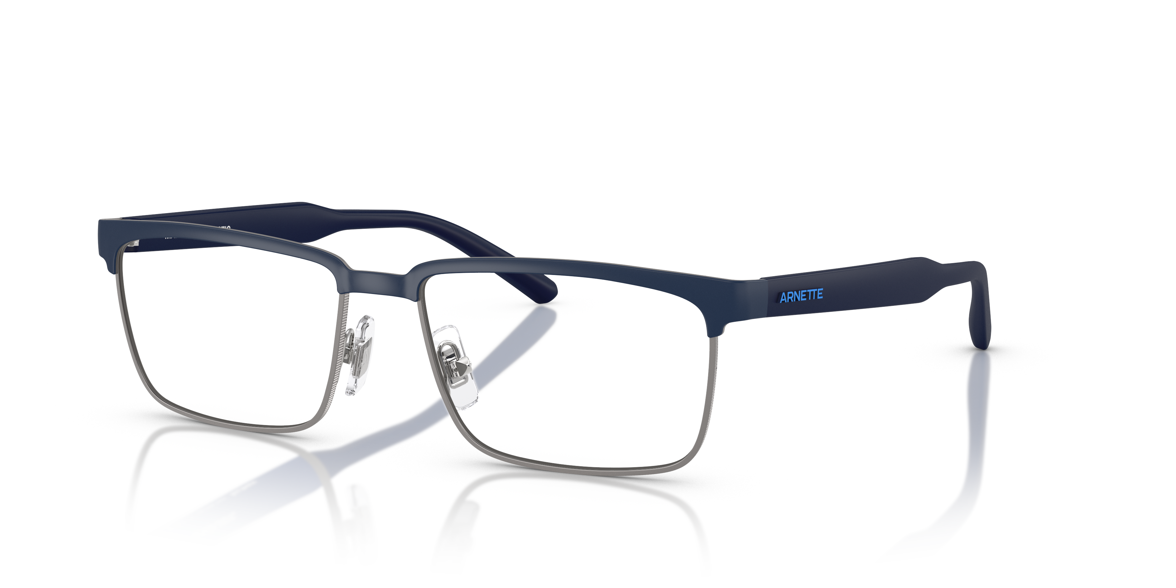 AN6131 Matte Dark Blue MetallEyeglass Frames von B24, Dreiviertelansicht