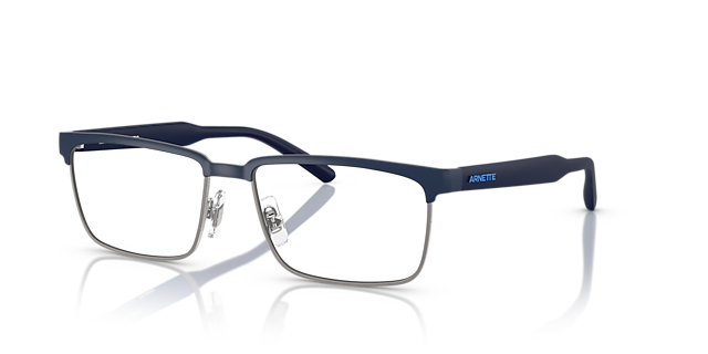 AN6131 Matte Dark Blue MetallEyeglass Frames von B24, Dreiviertelansicht