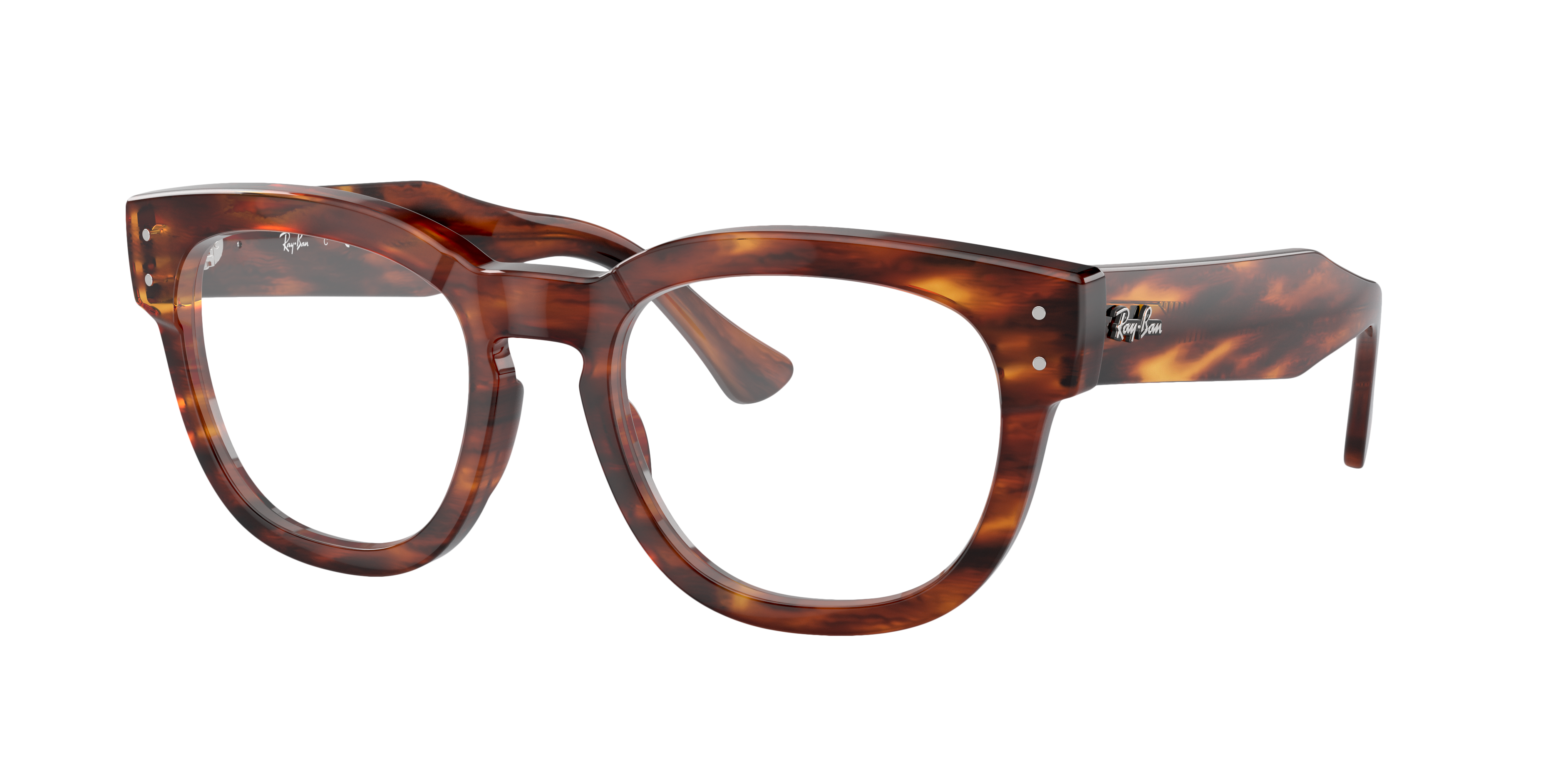 RB0298V Havana gestreift AcetatEyeglass Frames von B24, Dreiviertelansicht