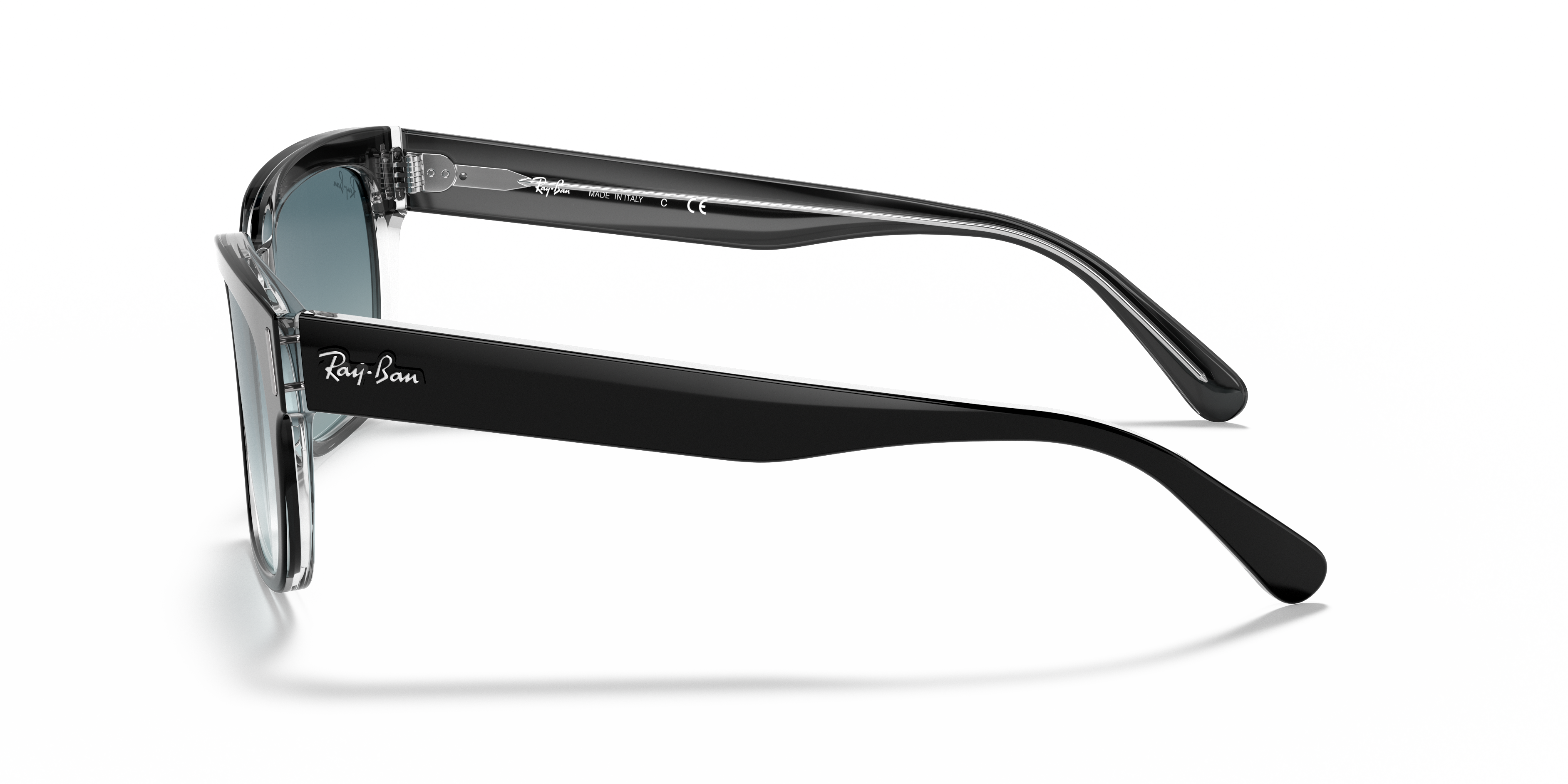 RB2190 Zwart op transparant AcetaatSunglass Frames van B24, Zijaanzicht