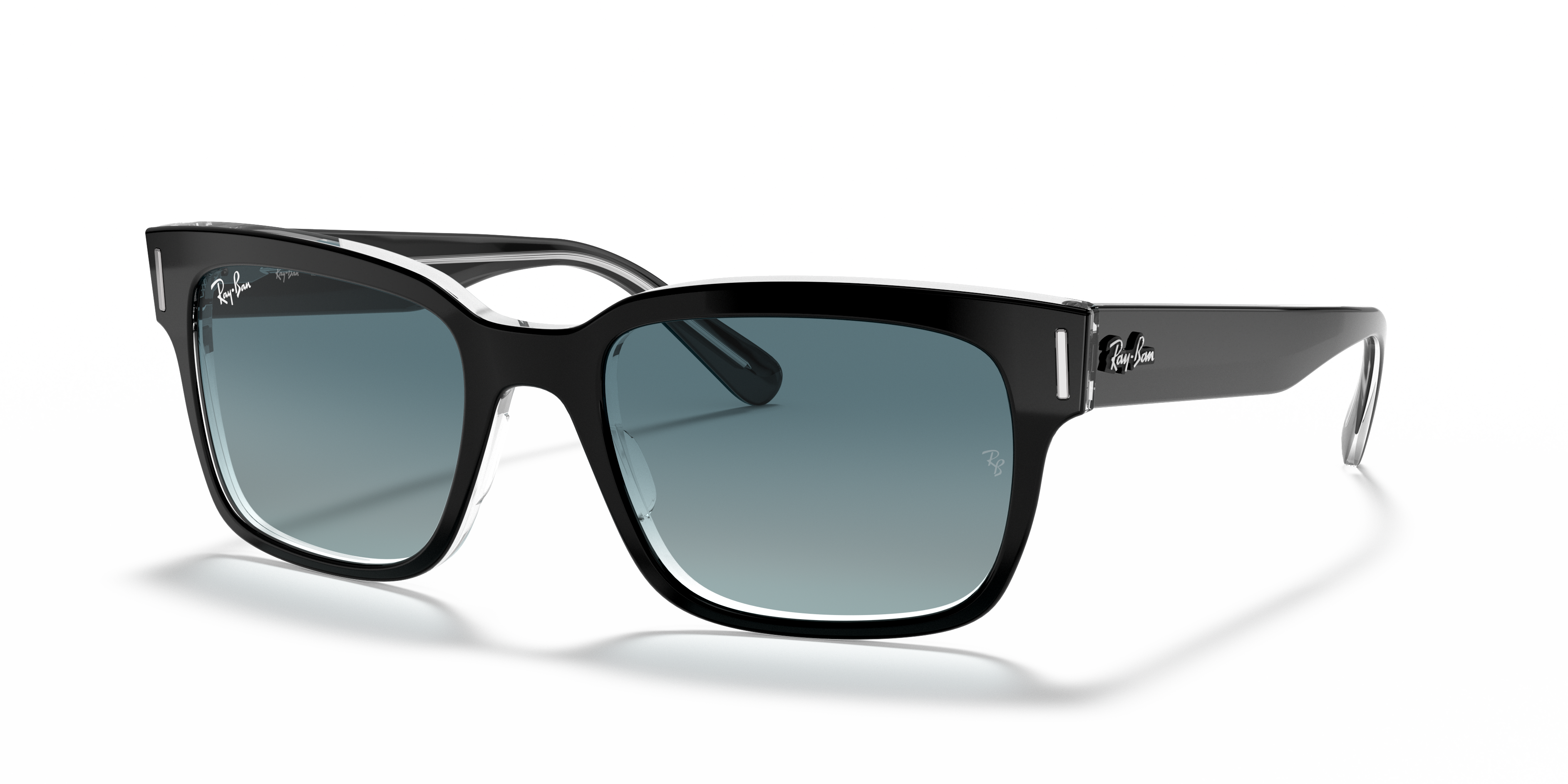 RB2190 Zwart op transparant AcetaatSunglass Frames van B24, Hoekweergave