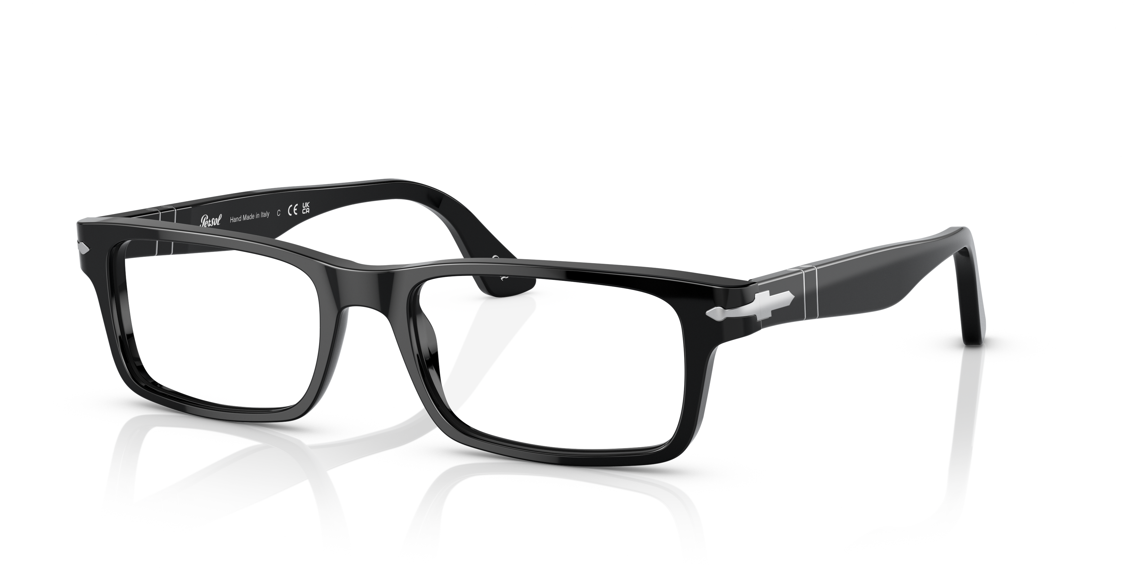 PO3050V Schwarz AcetatEyeglass Frames von B24, Dreiviertelansicht