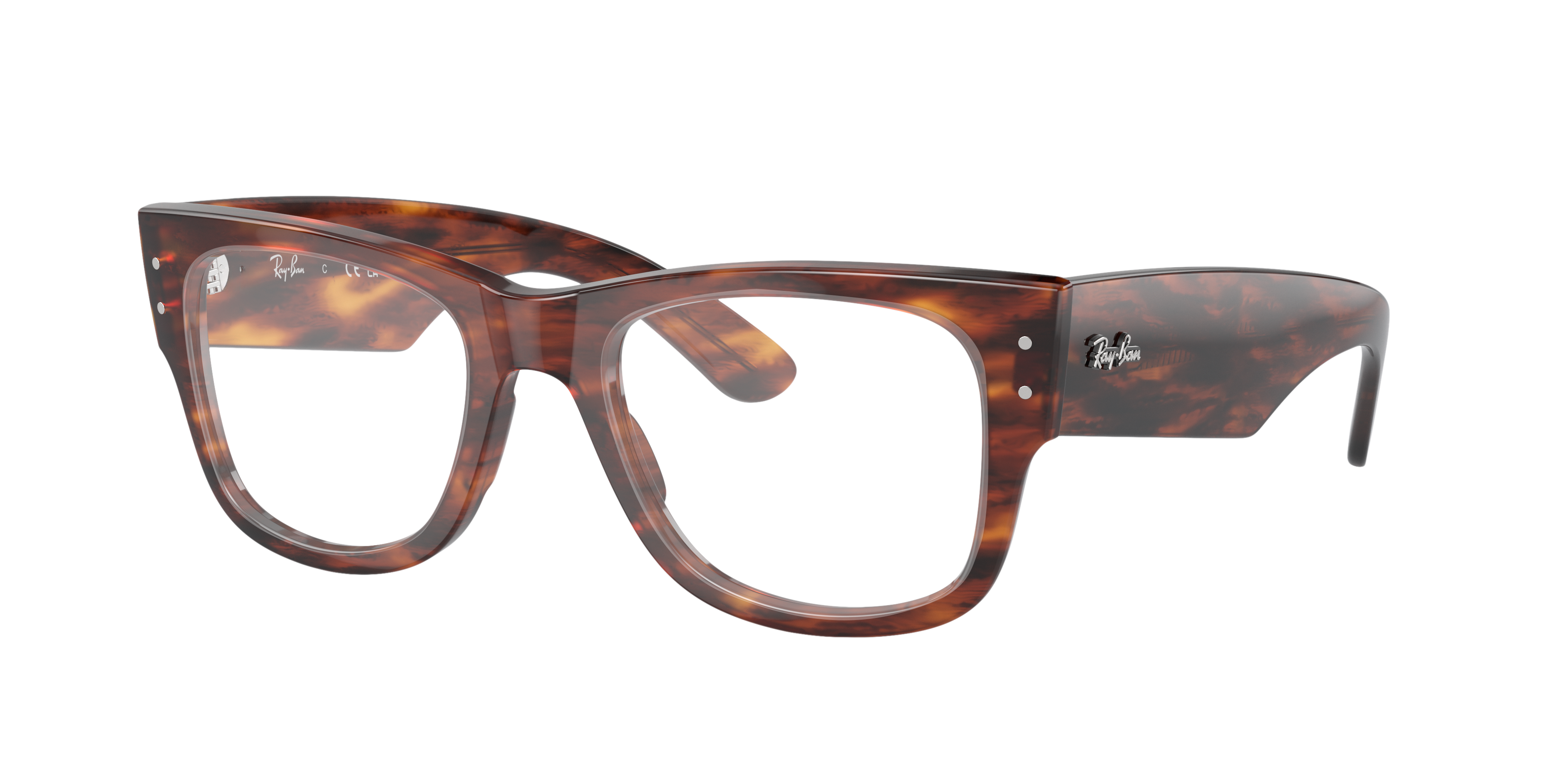 RB0840V Havana gestreept KunststofEyeglass Frames van B24, Hoekweergave