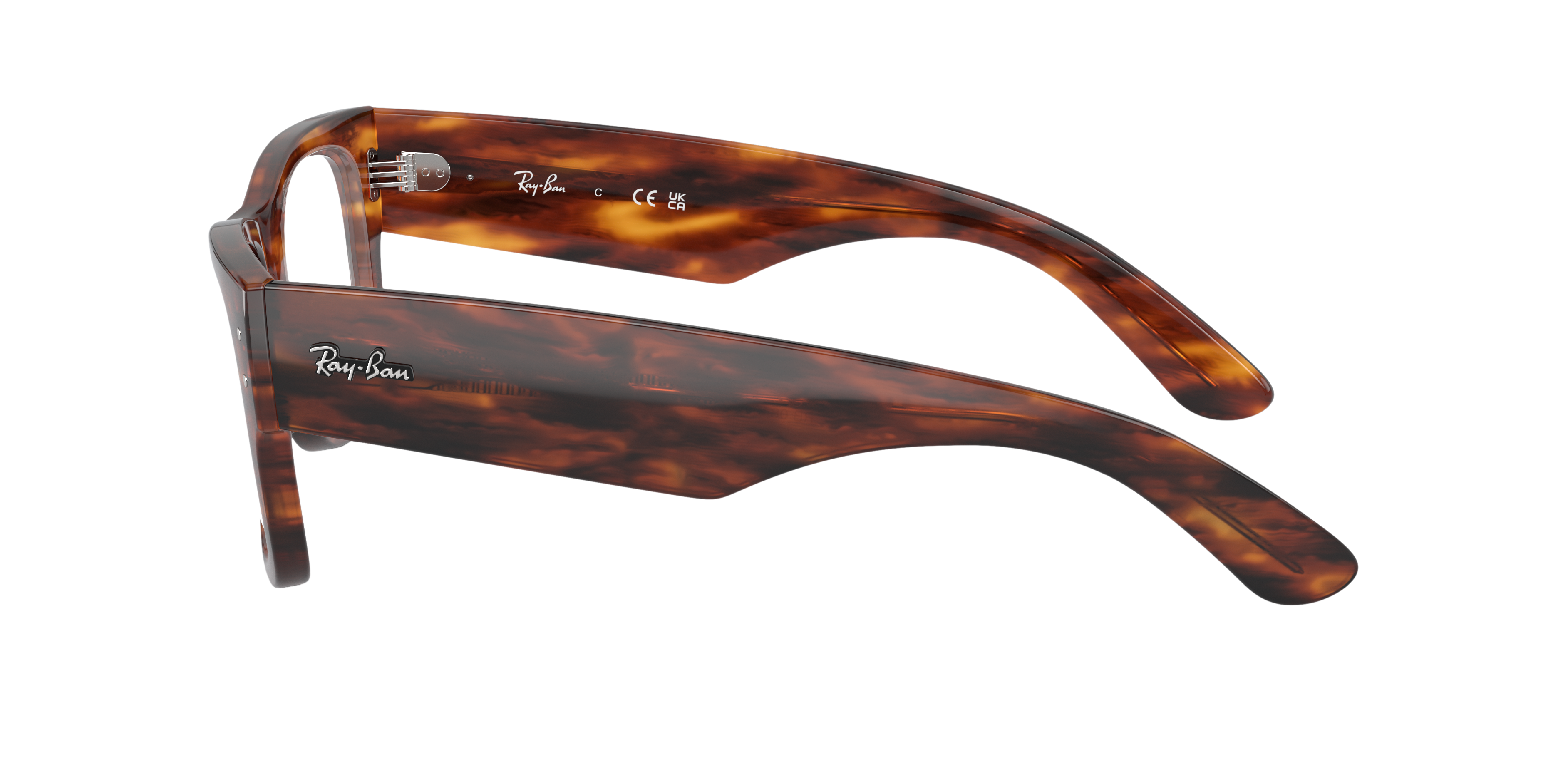 RB0840V Havana gestreept KunststofEyeglass Frames van B24, Zijaanzicht