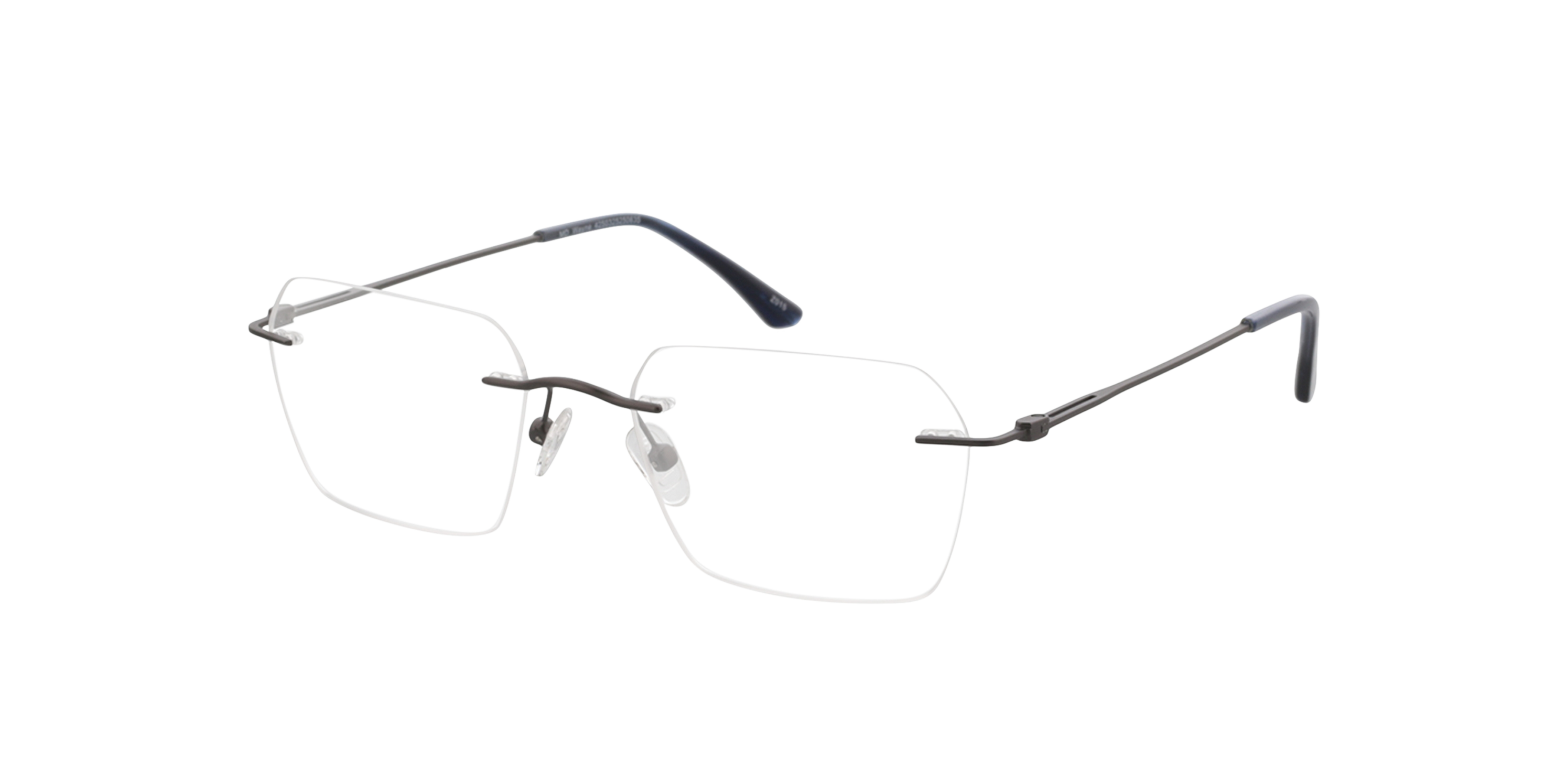 Wayne Mat gunmetal  &  blauw hoorn MetaalEyeglass Frames van B24, Hoekweergave