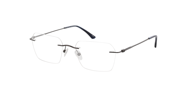 Wayne Mat gunmetal  &  blauw hoorn MetaalEyeglass Frames van B24, Hoekweergave