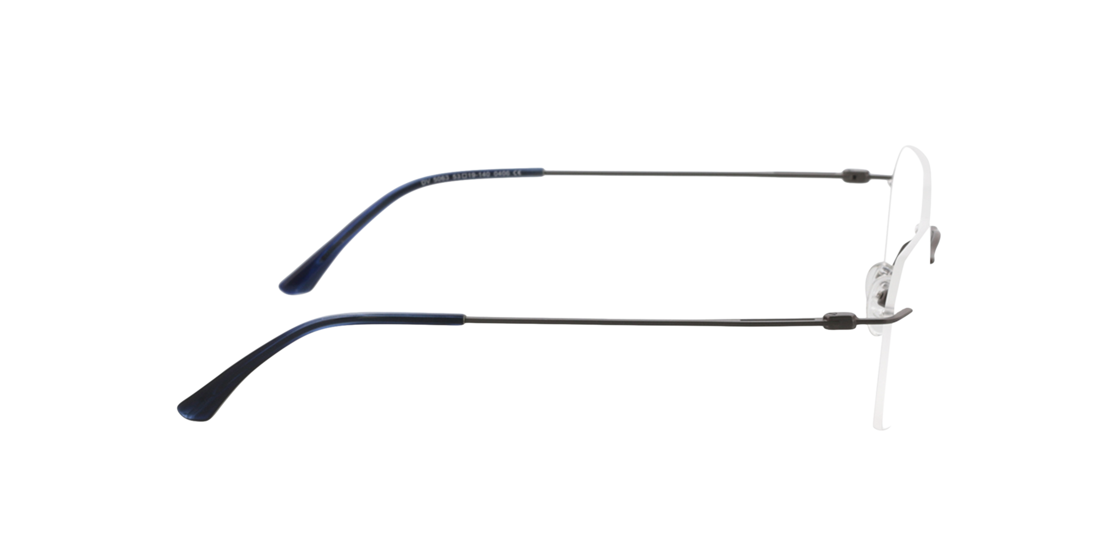 Wayne Mat gunmetal  &  blauw hoorn MetaalEyeglass Frames van B24, Zijaanzicht