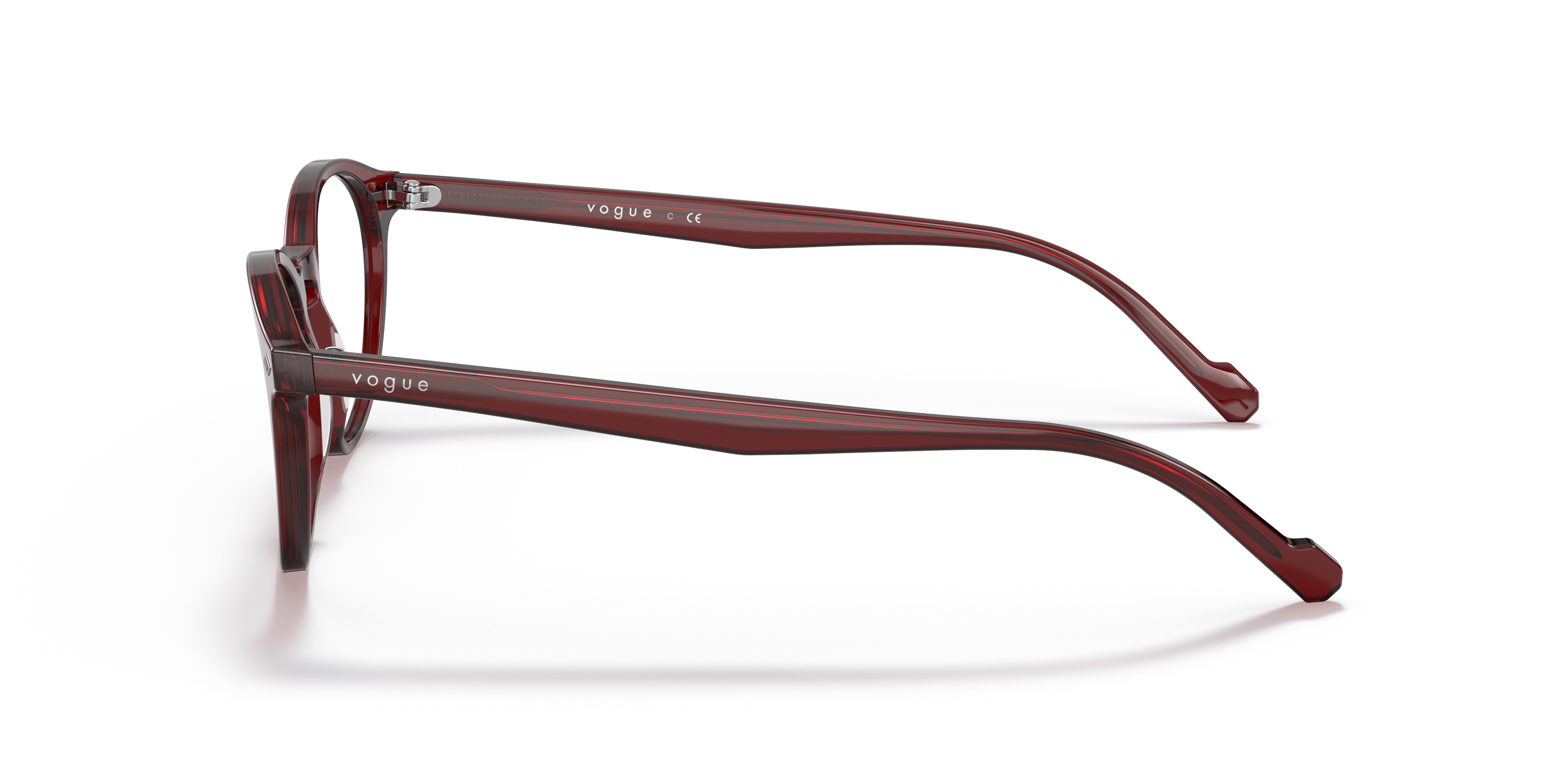 VO5326 Transparant bordeaux AcetaatEyeglass Frames van B24, Zijaanzicht