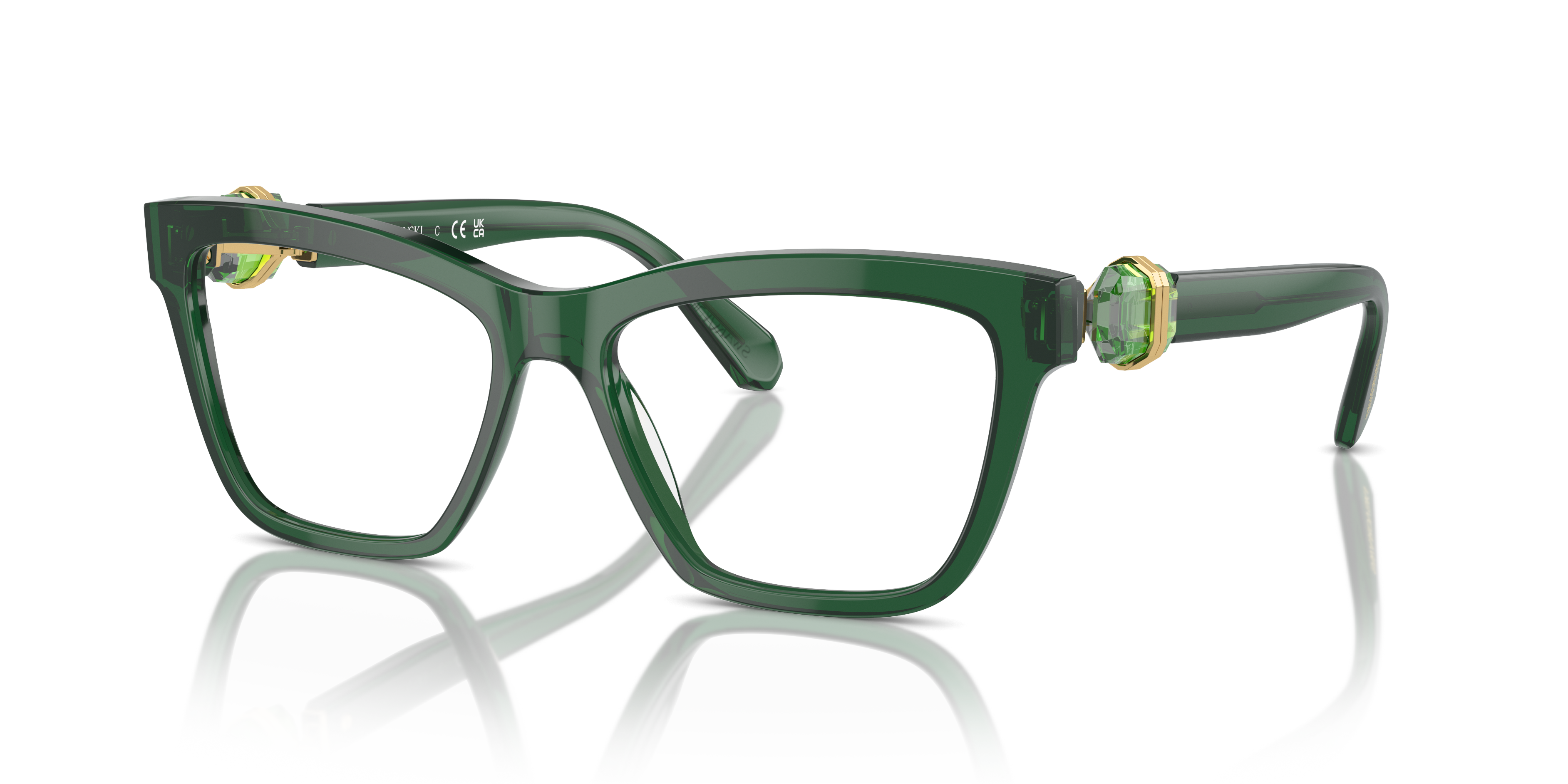 SK2021 Transparant groen AcetaatEyeglass Frames van B24, Hoekweergave