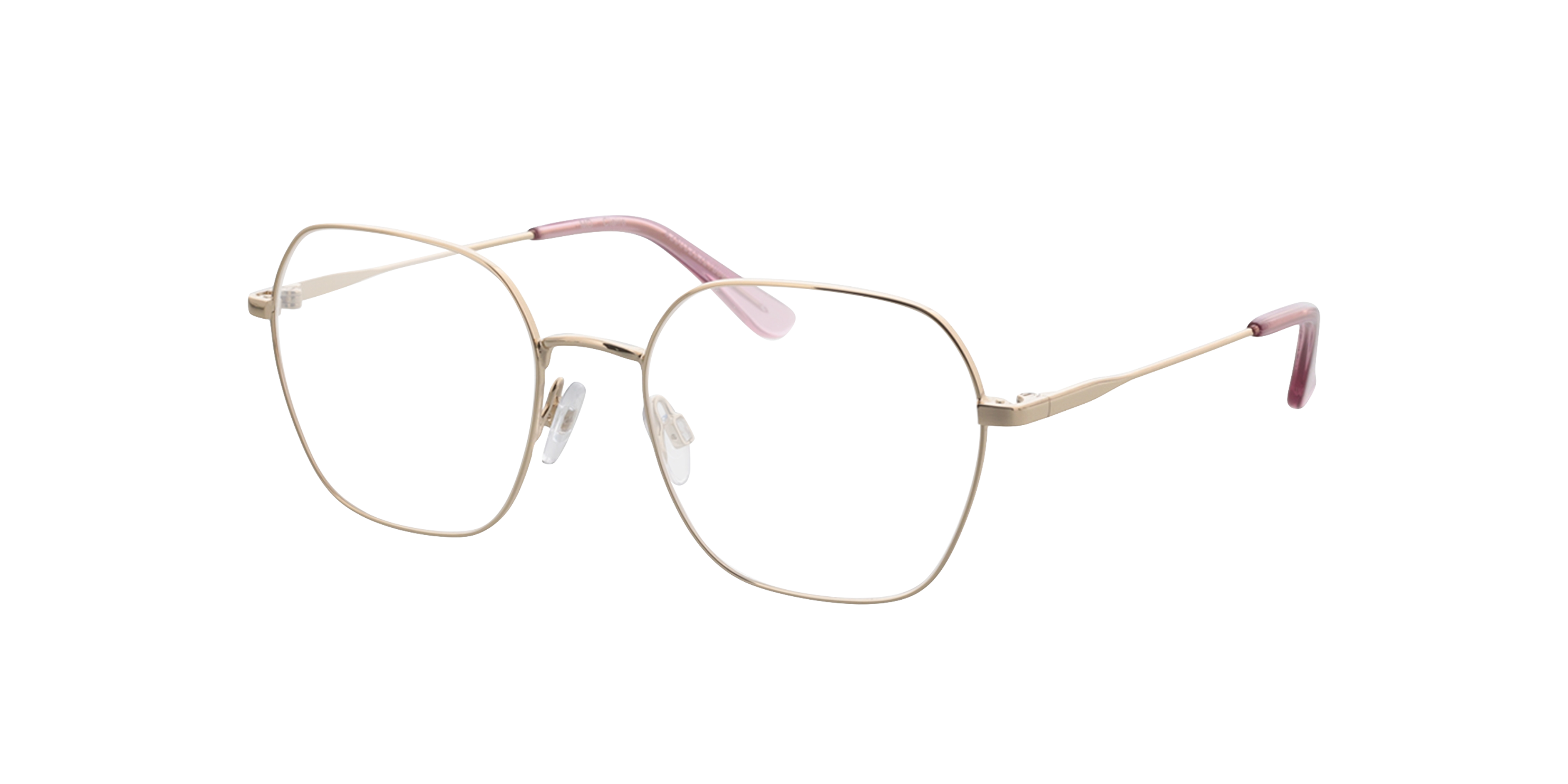 Claire Gold  &  Crystal Pink MetallEyeglass Frames von B24, Dreiviertelansicht