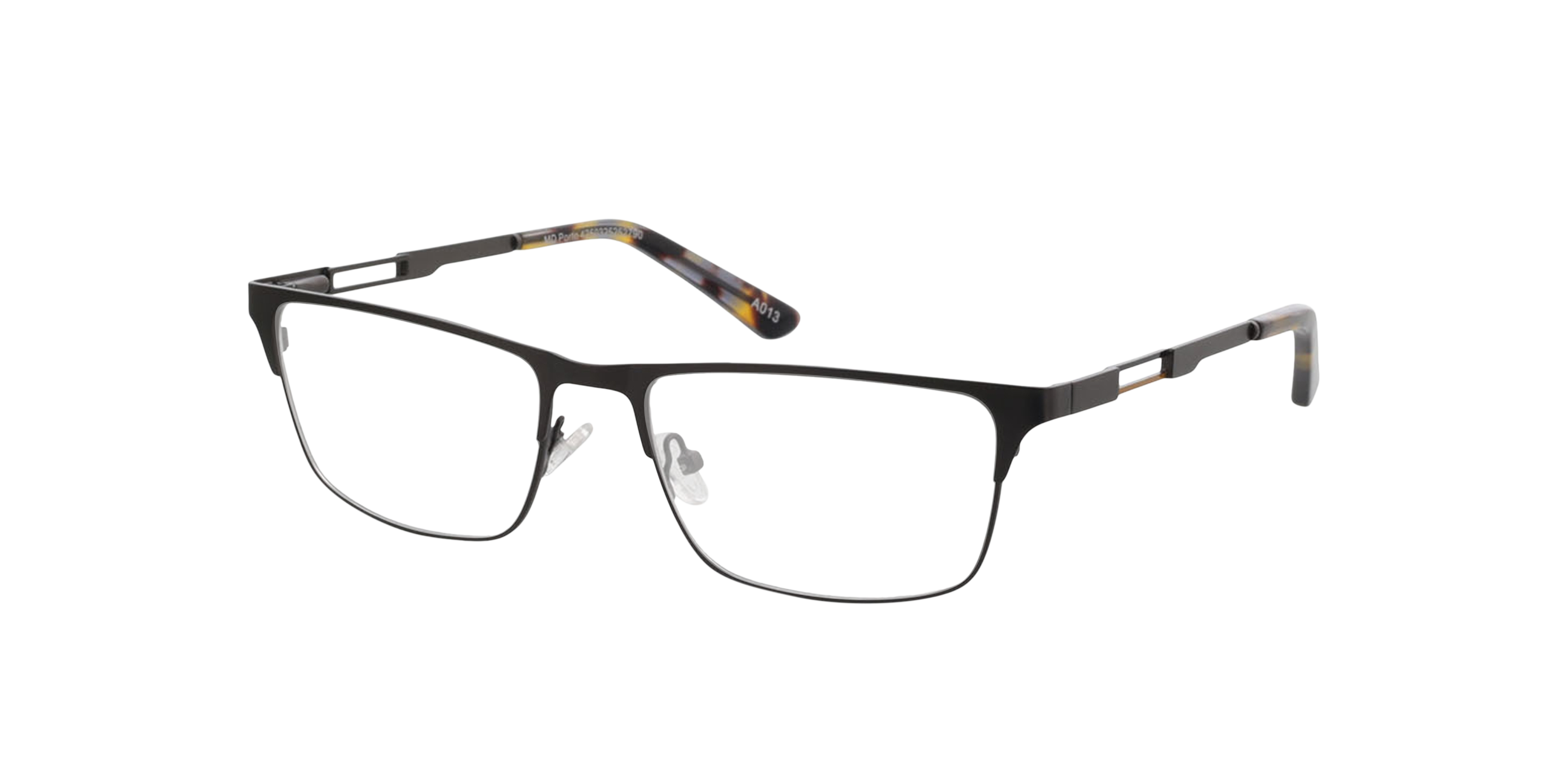 Porto Mat gunmetal  &  grijs Havana MetaalEyeglass Frames van B24, Hoekweergave