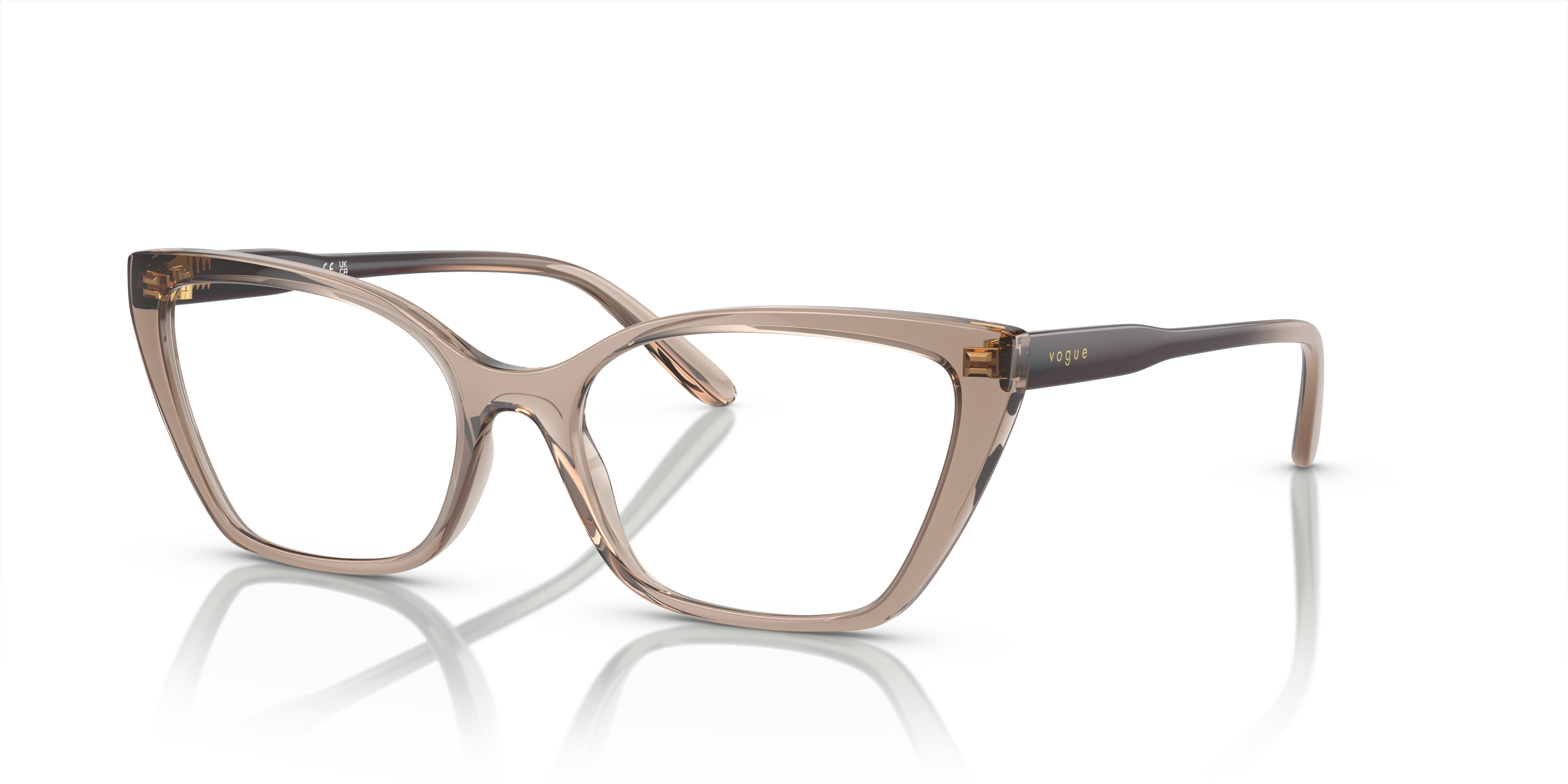 VO5519 Karamell transparent KunststoffEyeglass Frames von B24, Dreiviertelansicht