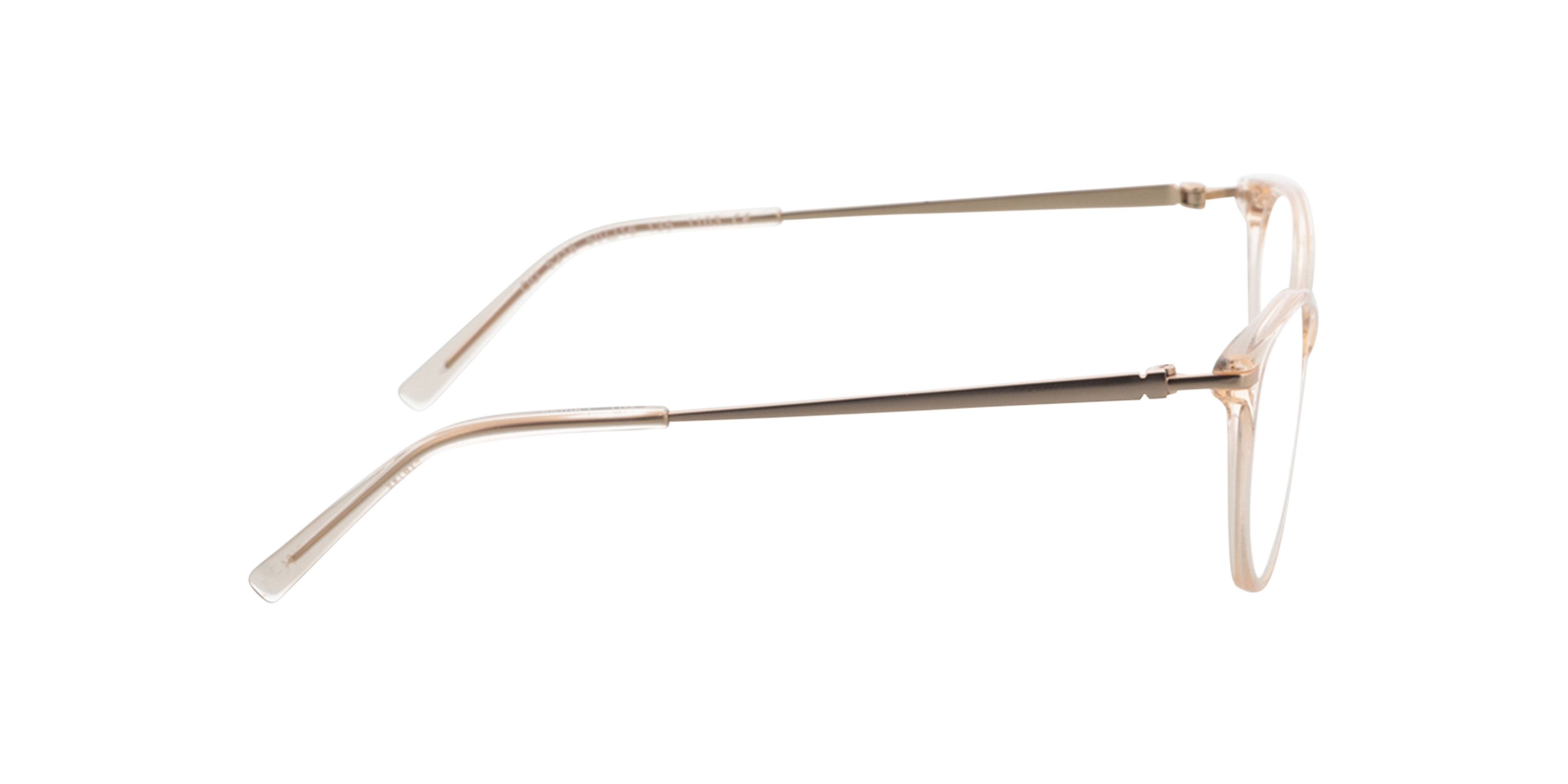 Lauren Kristal nude  &  satijn goud AcetaatEyeglass Frames van B24, Zijaanzicht