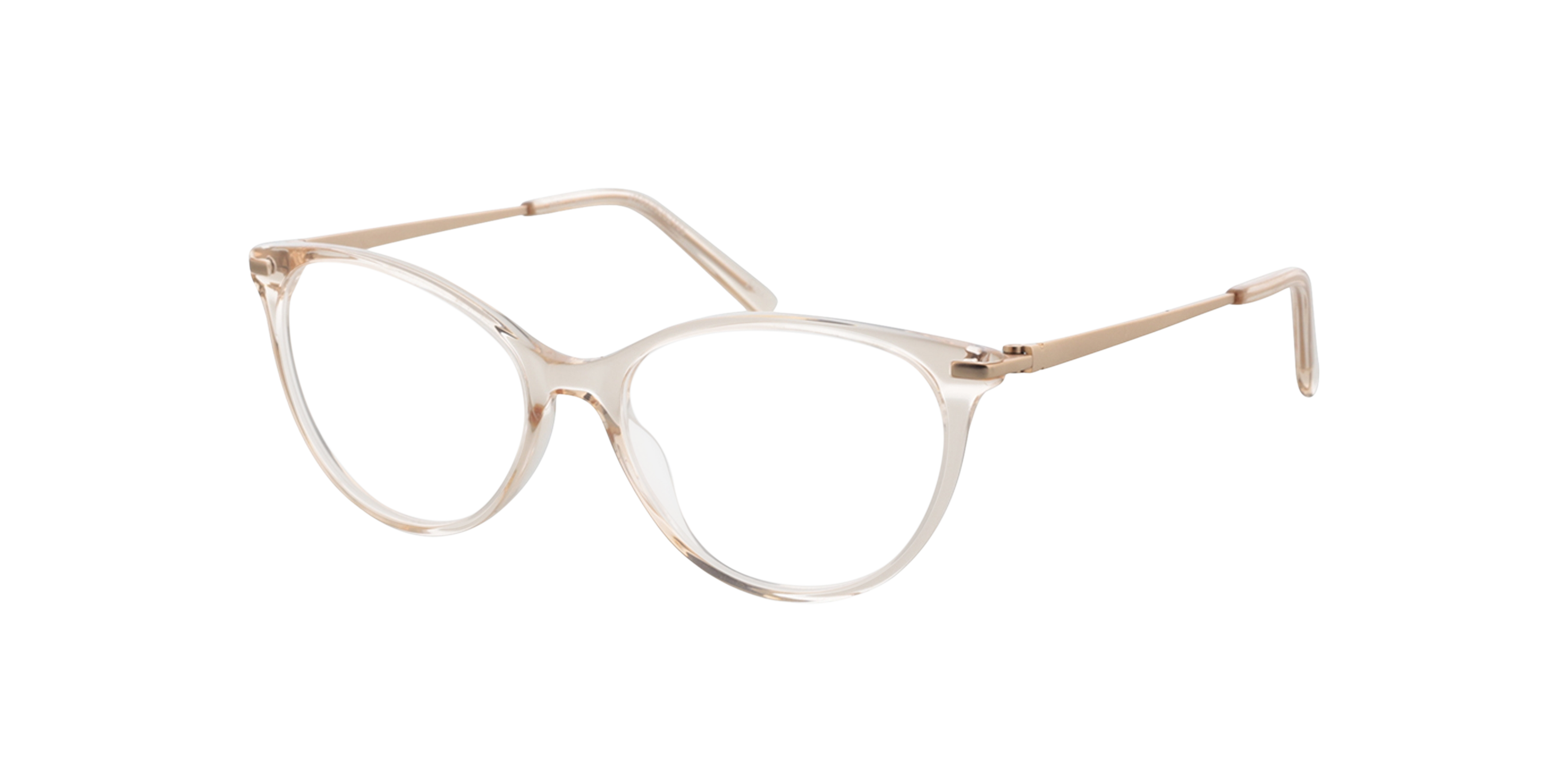 Lauren Kristal nude  &  satijn goud AcetaatEyeglass Frames van B24, Hoekweergave