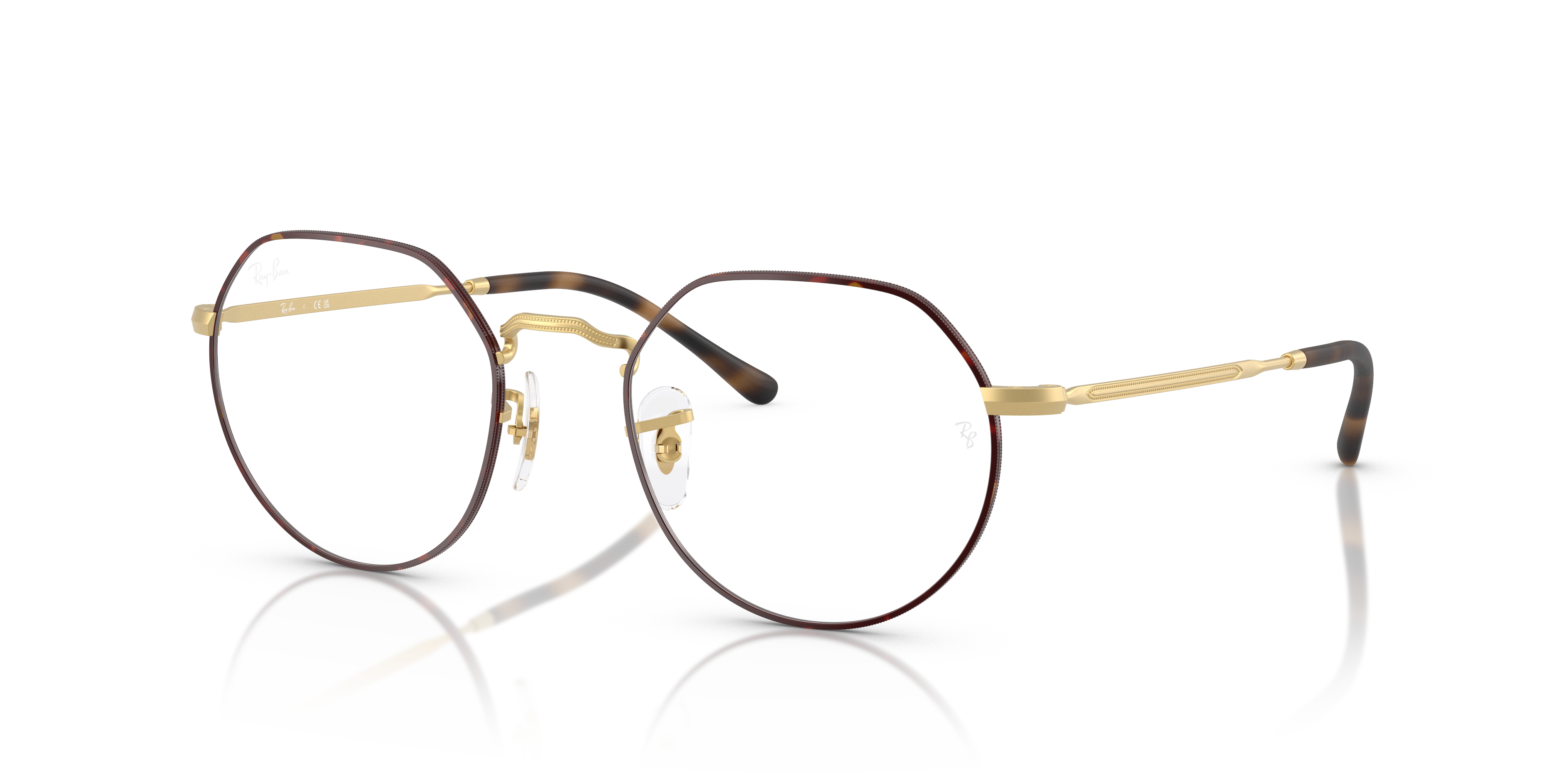 RB6465 Matte Havana On Matte Arista Gold MetaalEyeglass Frames van B24, Hoekweergave