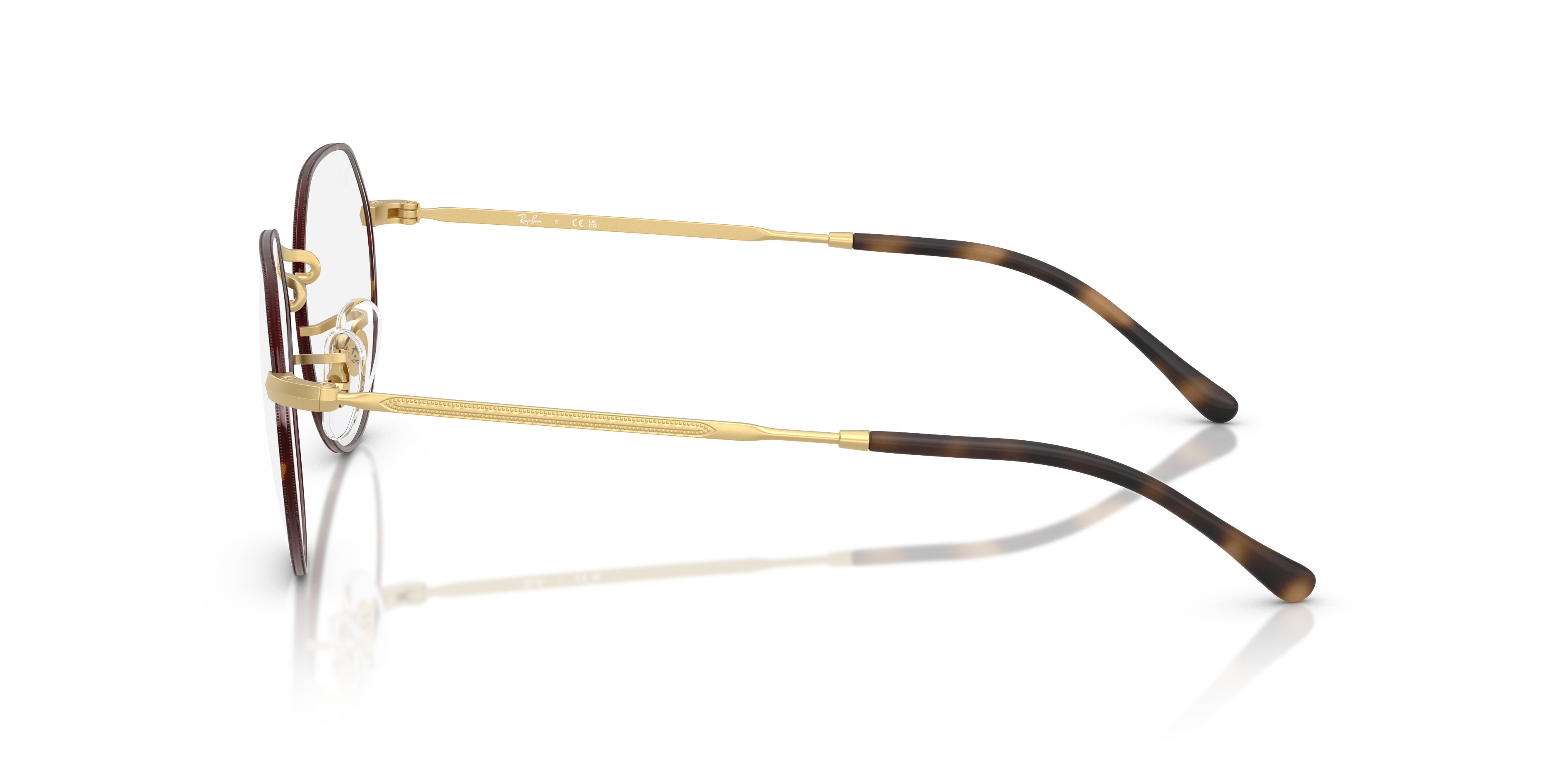 RB6465 Matte Havana On Matte Arista Gold MetaalEyeglass Frames van B24, Zijaanzicht