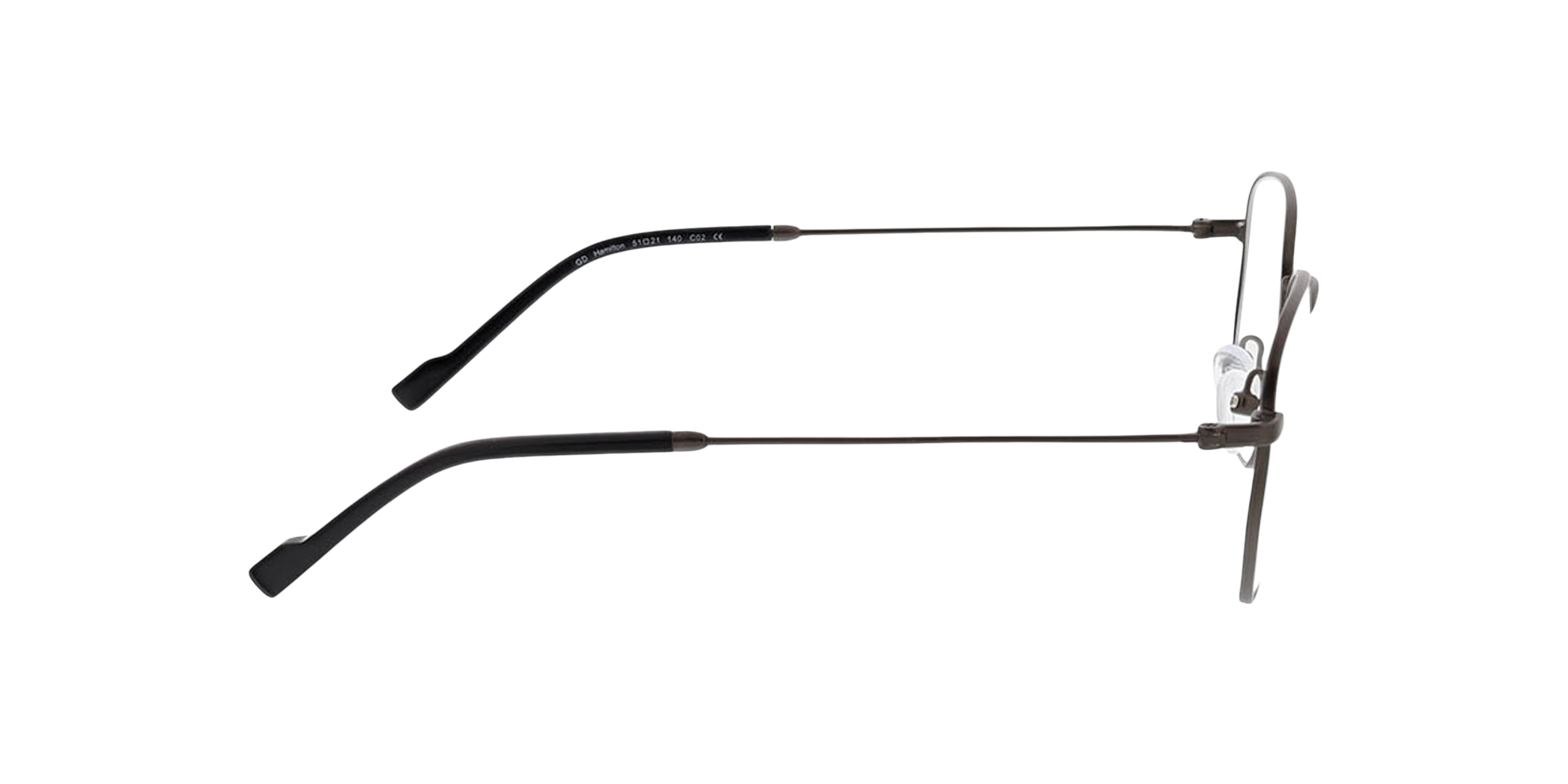 Halifax Mat gunmetal  &  zwart MetaalEyeglass Frames van B24, Zijaanzicht