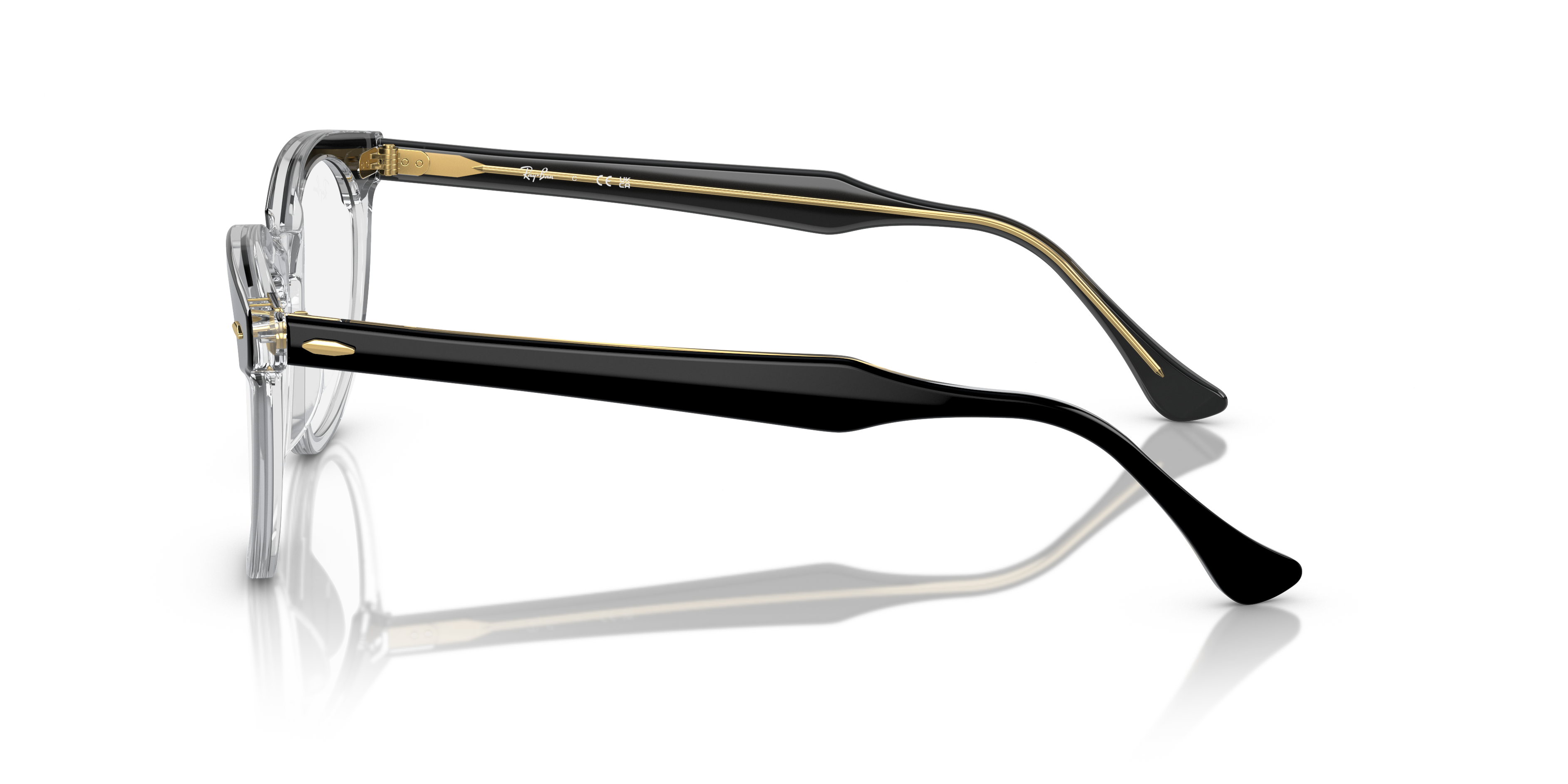 RB5598 Zwart op transparant AcetaatEyeglass Frames van B24, Zijaanzicht