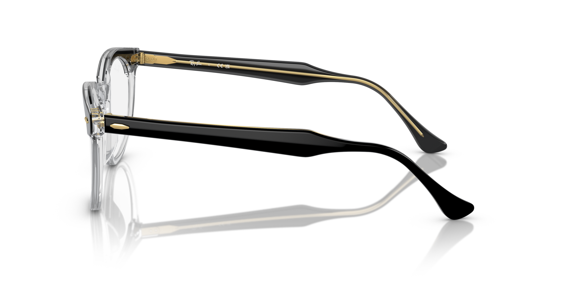 RB5598 Zwart op transparant AcetaatEyeglass Frames van B24, Zijaanzicht