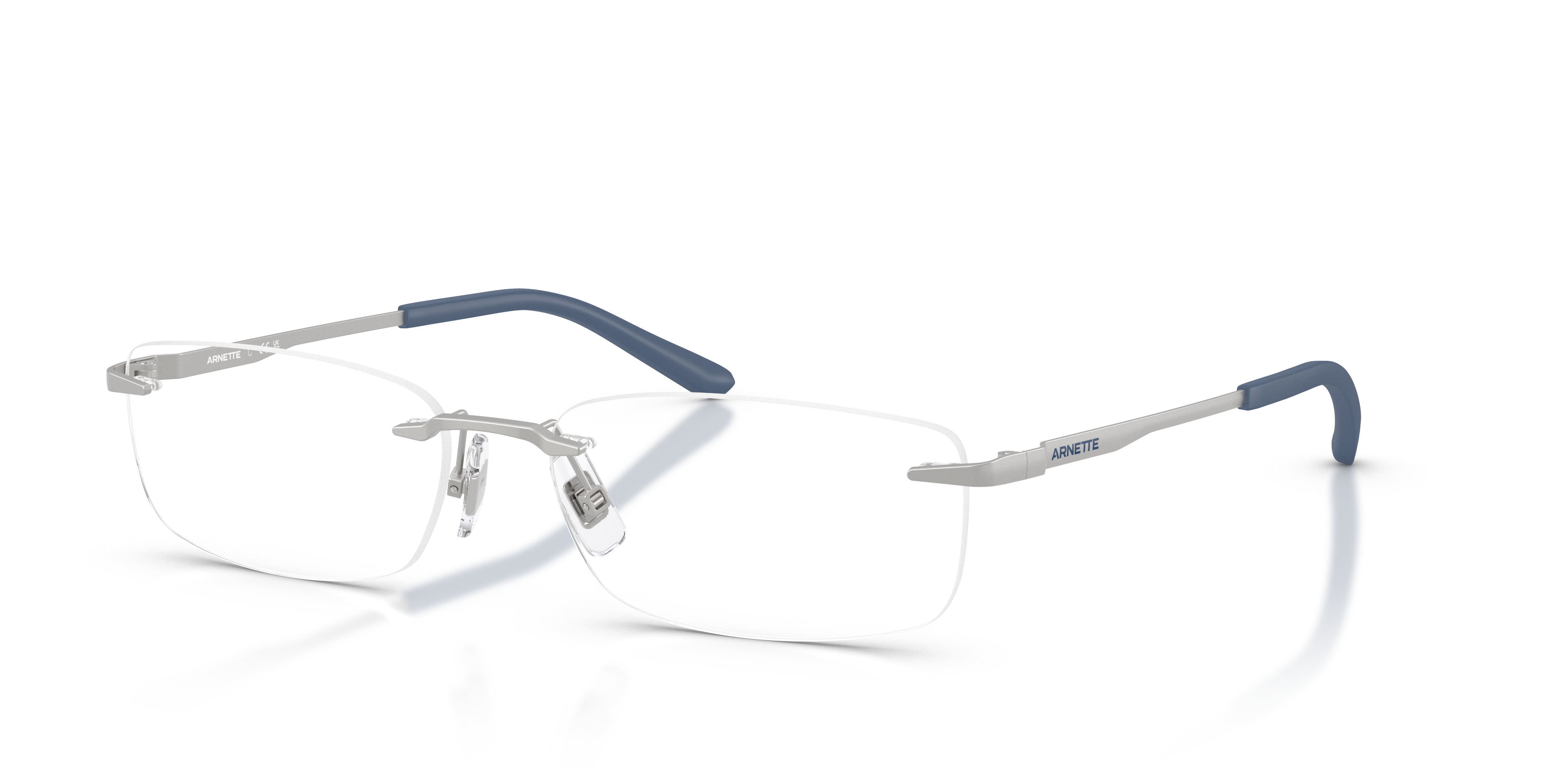 AN6150 Matte Silver MetaalEyeglass Frames van B24, Hoekweergave
