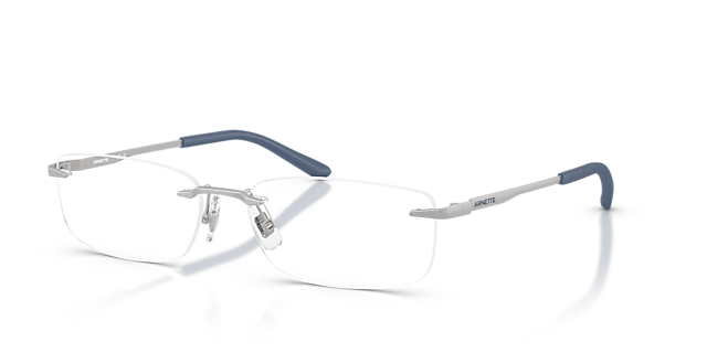 AN6150 Matte Silver MetaalEyeglass Frames van B24, Hoekweergave