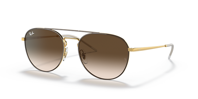 RB3589 Braun auf Gold MetallSunglass Frames von B24, Dreiviertelansicht