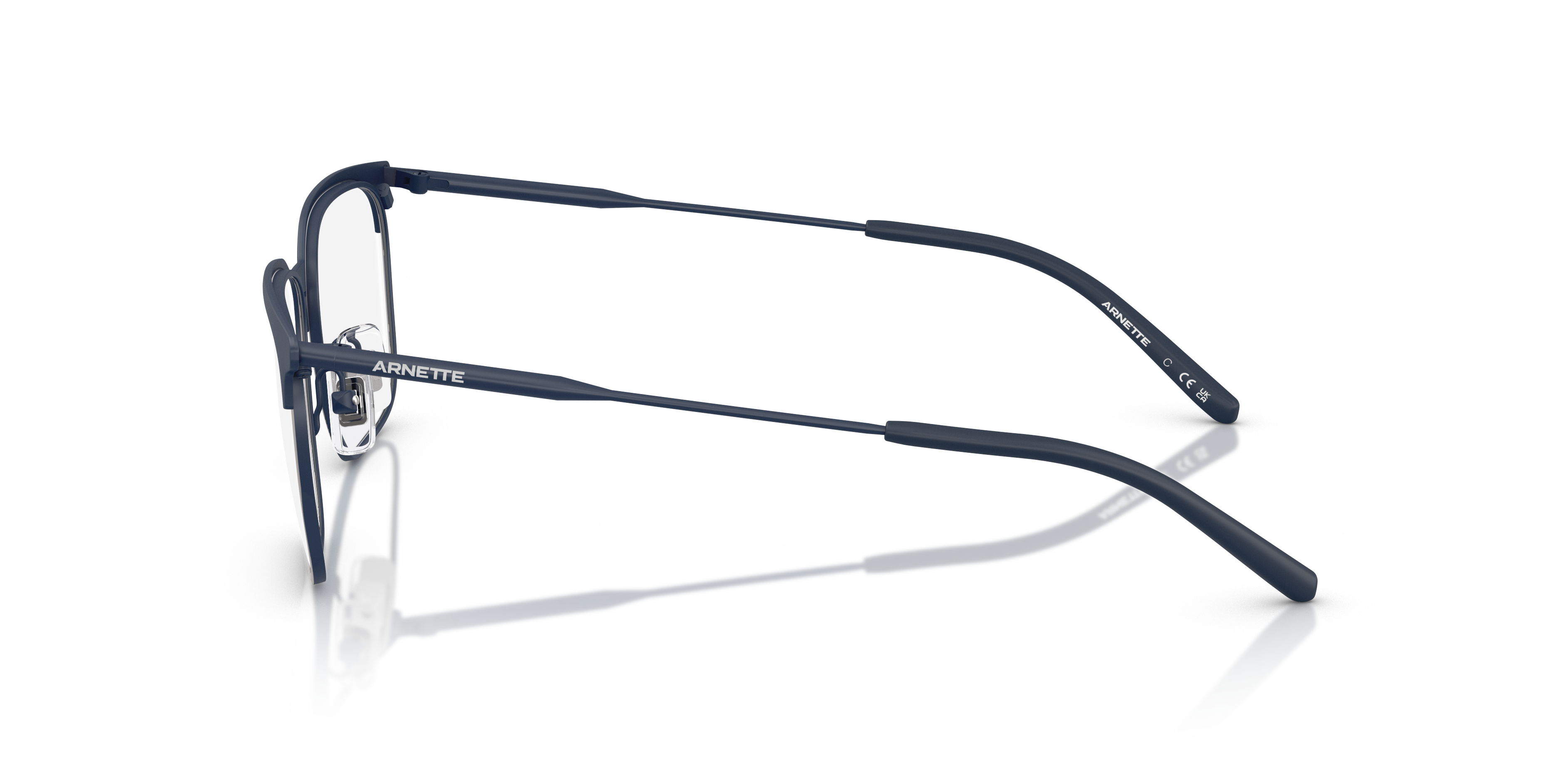 AN6136 Matte Dark Blue & Gunmetal MetallEyeglass Frames von B24, Seitenansicht