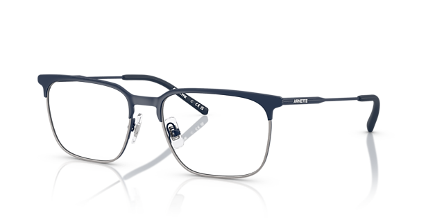 AN6136 Matte Dark Blue & Gunmetal MetallEyeglass Frames von B24, Dreiviertelansicht