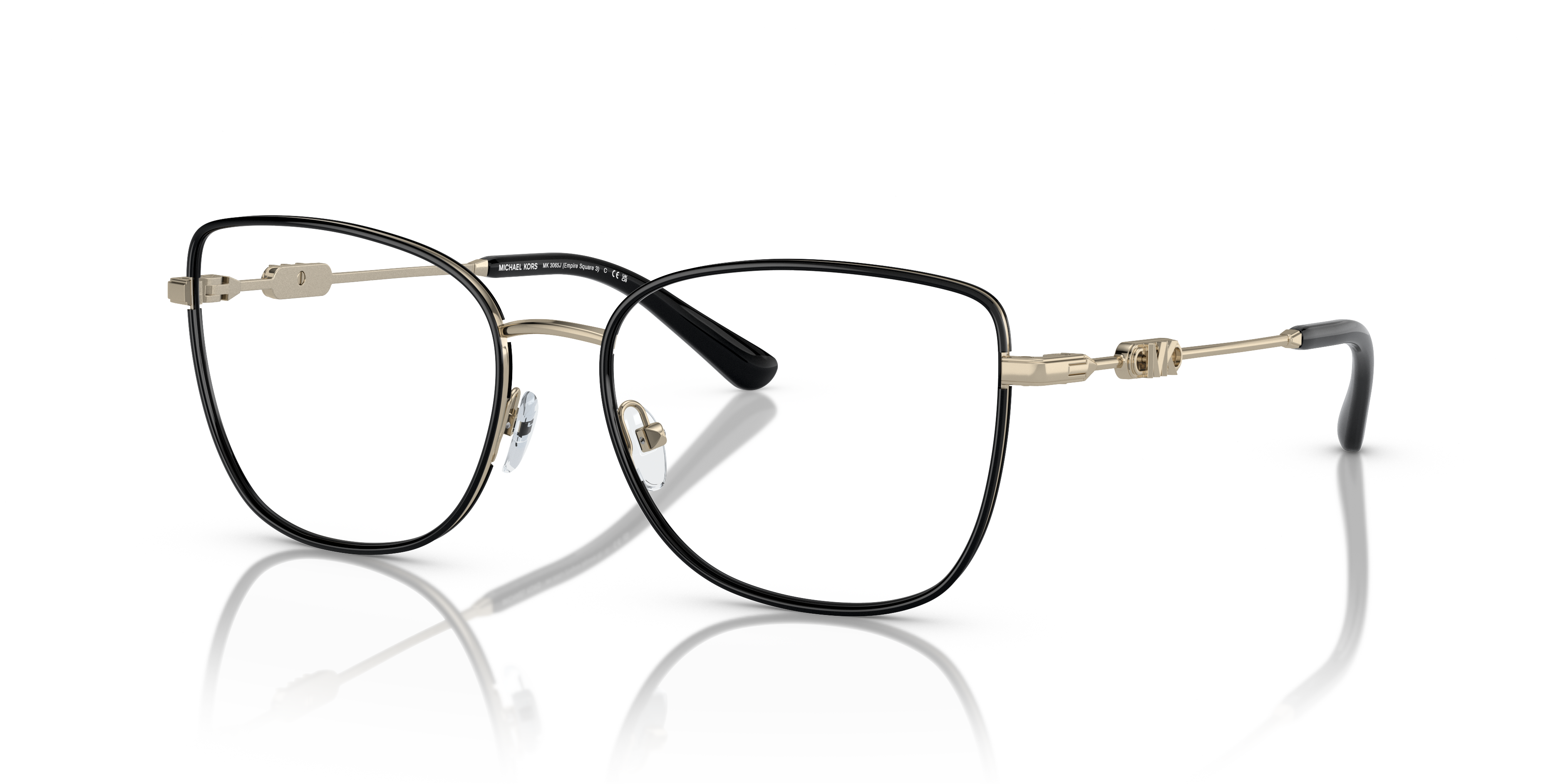 MK3065J Hellgold & Schwarz MetallEyeglass Frames von B24, Dreiviertelansicht