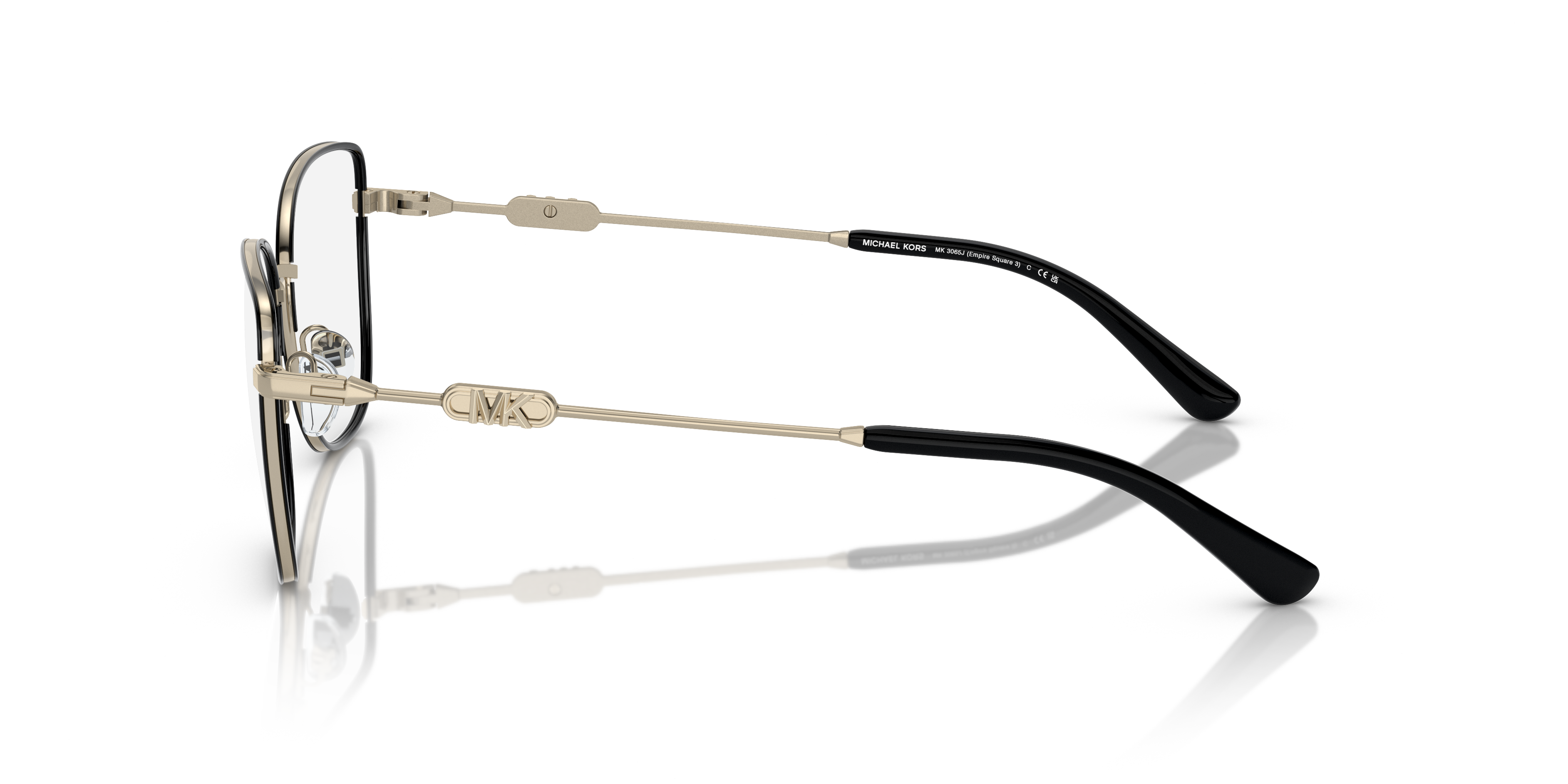 MK3065J Hellgold & Schwarz MetallEyeglass Frames von B24, Seitenansicht