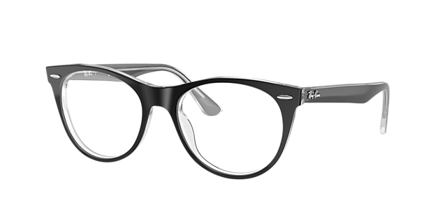 RB2185V Zwart op transparant AcetaatEyeglass Frames van B24, Hoekweergave