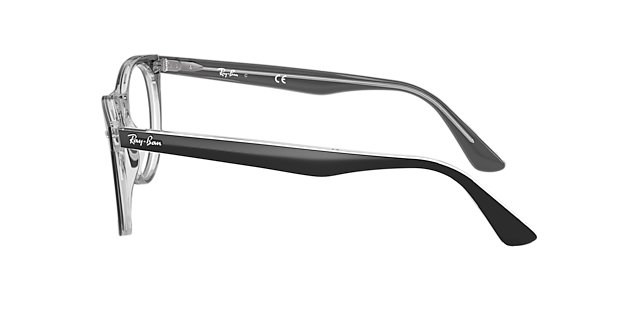 RB2185V Zwart op transparant AcetaatEyeglass Frames van B24, Zijaanzicht