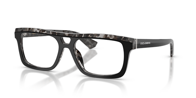 DG3431 Black On Grey Havana AcetatEyeglass Frames von B24, Dreiviertelansicht
