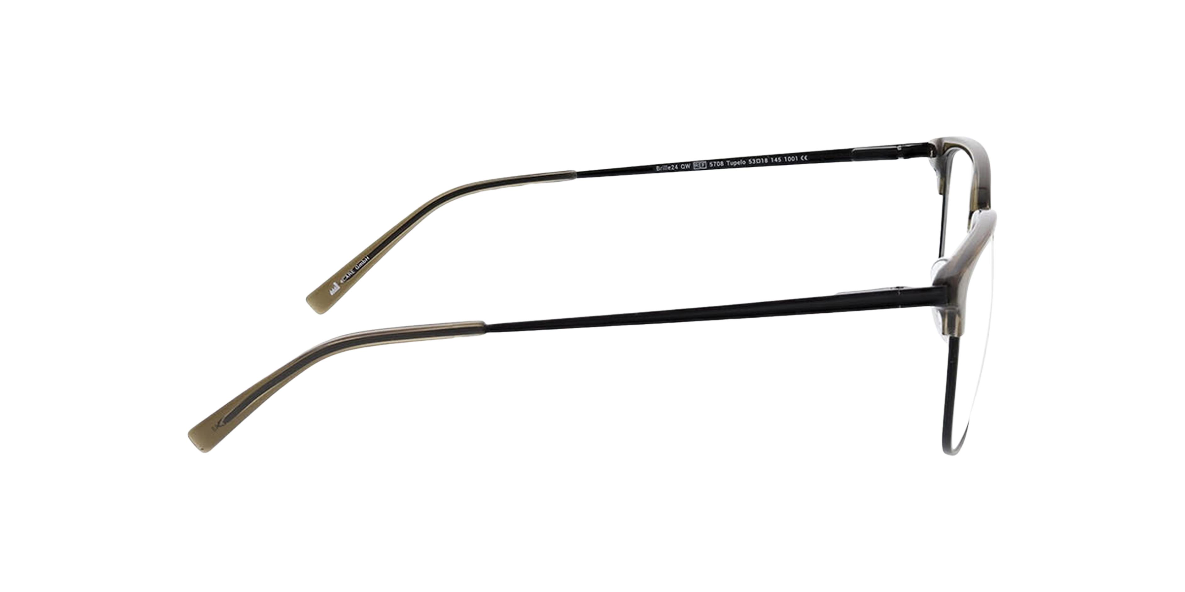 Tupelo Kristal groen  &  matzwart MetaalEyeglass Frames van B24, Zijaanzicht