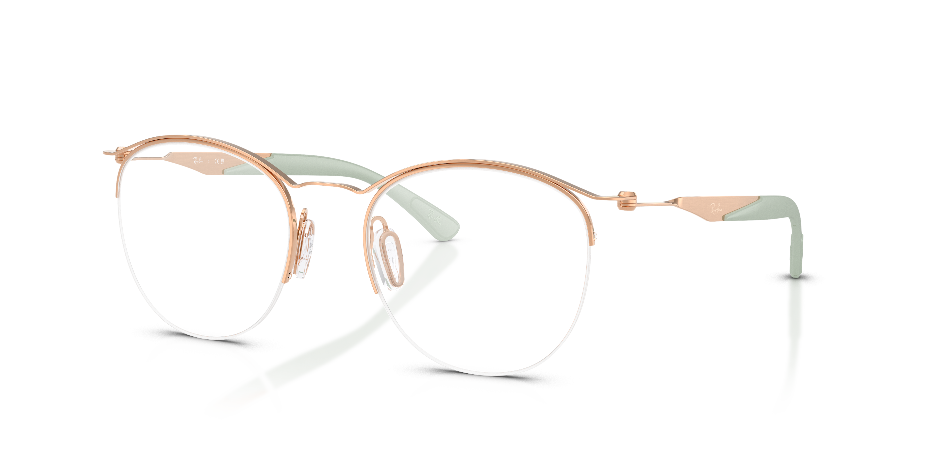 RB7553 Roségoud MetaalEyeglass Frames van B24, Hoekweergave
