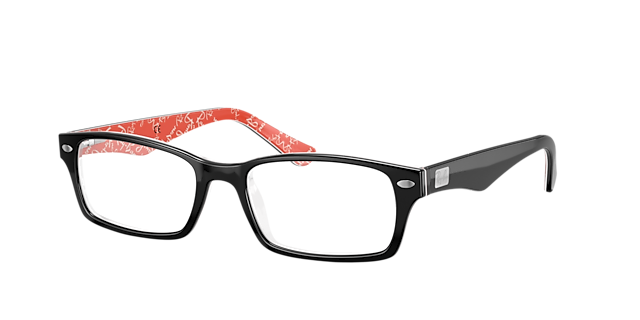 RB5206 Schwarz auf Rot AcetatEyeglass Frames von B24, Dreiviertelansicht