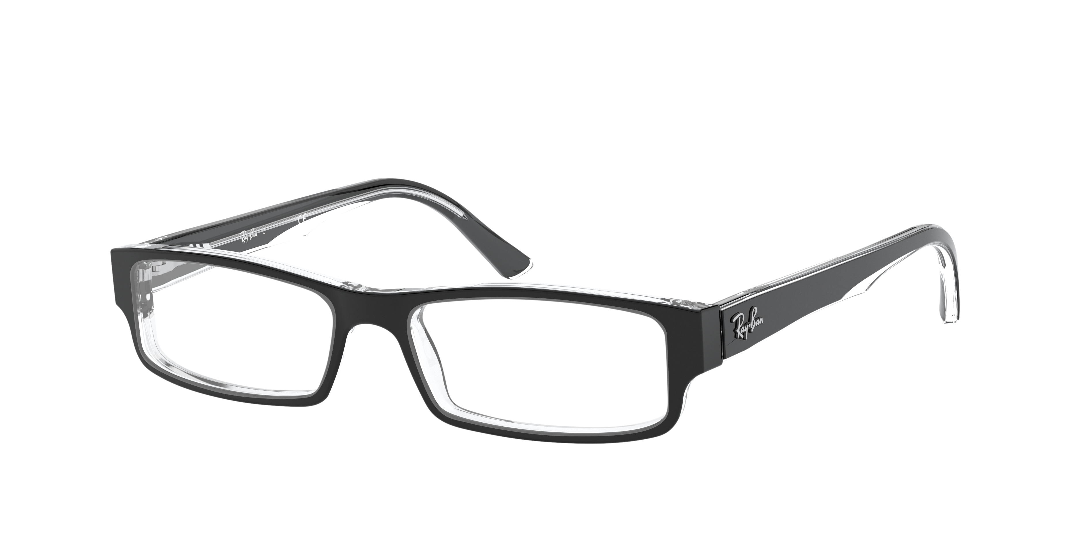 RB5246 Zwart op transparant AcetaatEyeglass Frames van B24, Hoekweergave