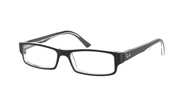 RB5246 Zwart op transparant AcetaatEyeglass Frames van B24, Hoekweergave