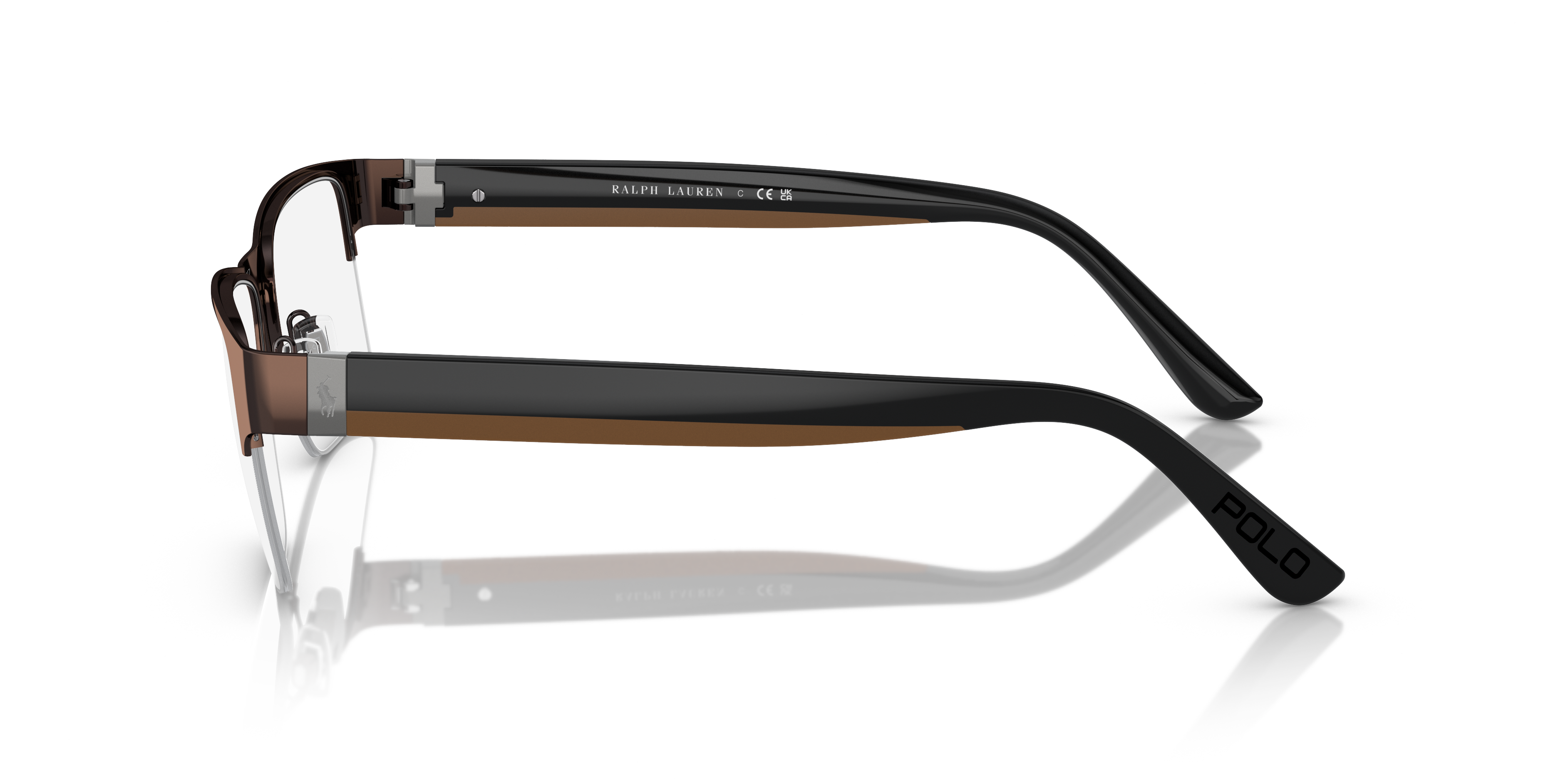 PH1220 Glanzend donkerbruin MetaalEyeglass Frames van B24, Zijaanzicht