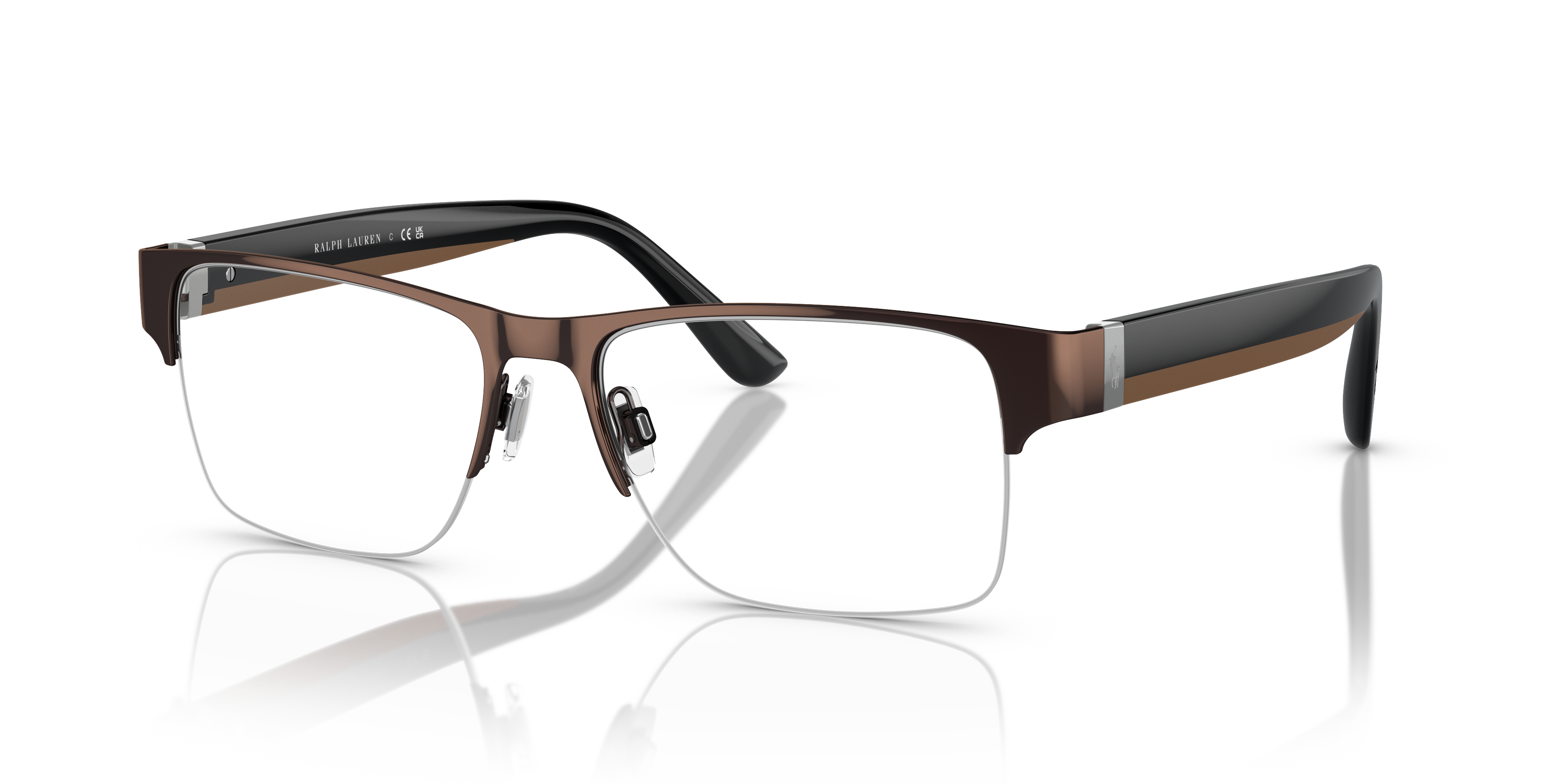 PH1220 Glanzend donkerbruin MetaalEyeglass Frames van B24, Hoekweergave