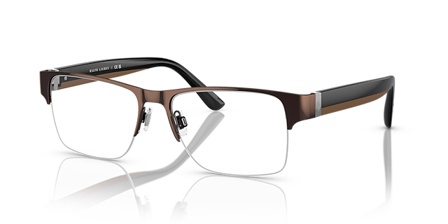 PH1220 Glanzend donkerbruin MetaalEyeglass Frames van B24, Hoekweergave