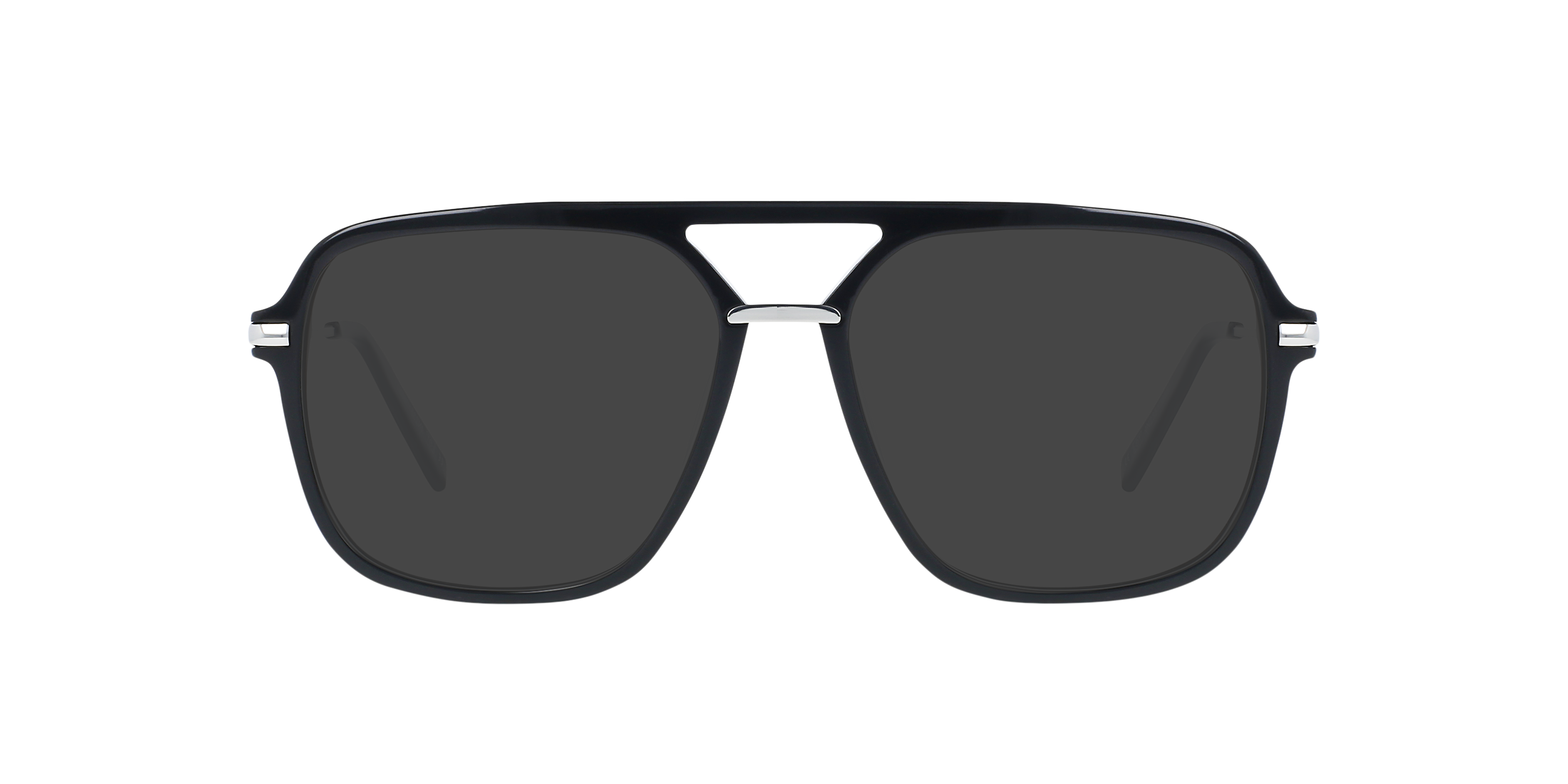 Freddy Jet Black & Silver Metal AcetaatEyeglass Frames van B24, met getinte lenzen